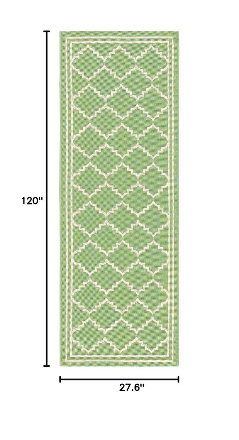 Courtyard CY6889 Power Loomed Indoor and Outdoor Runner Rug - Green/Beige - 2'3"x10' - Safavieh
