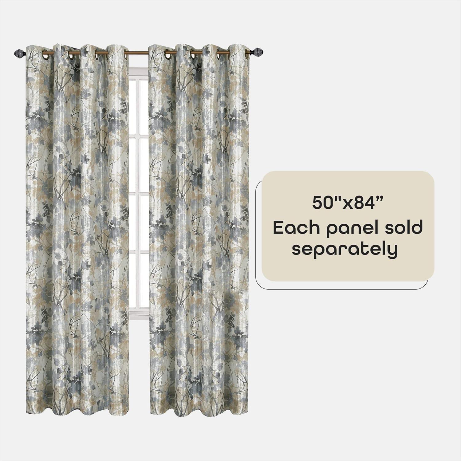 Achim Tranquil - Lined Grommet Window Curtain Panel, Silver, 50x84