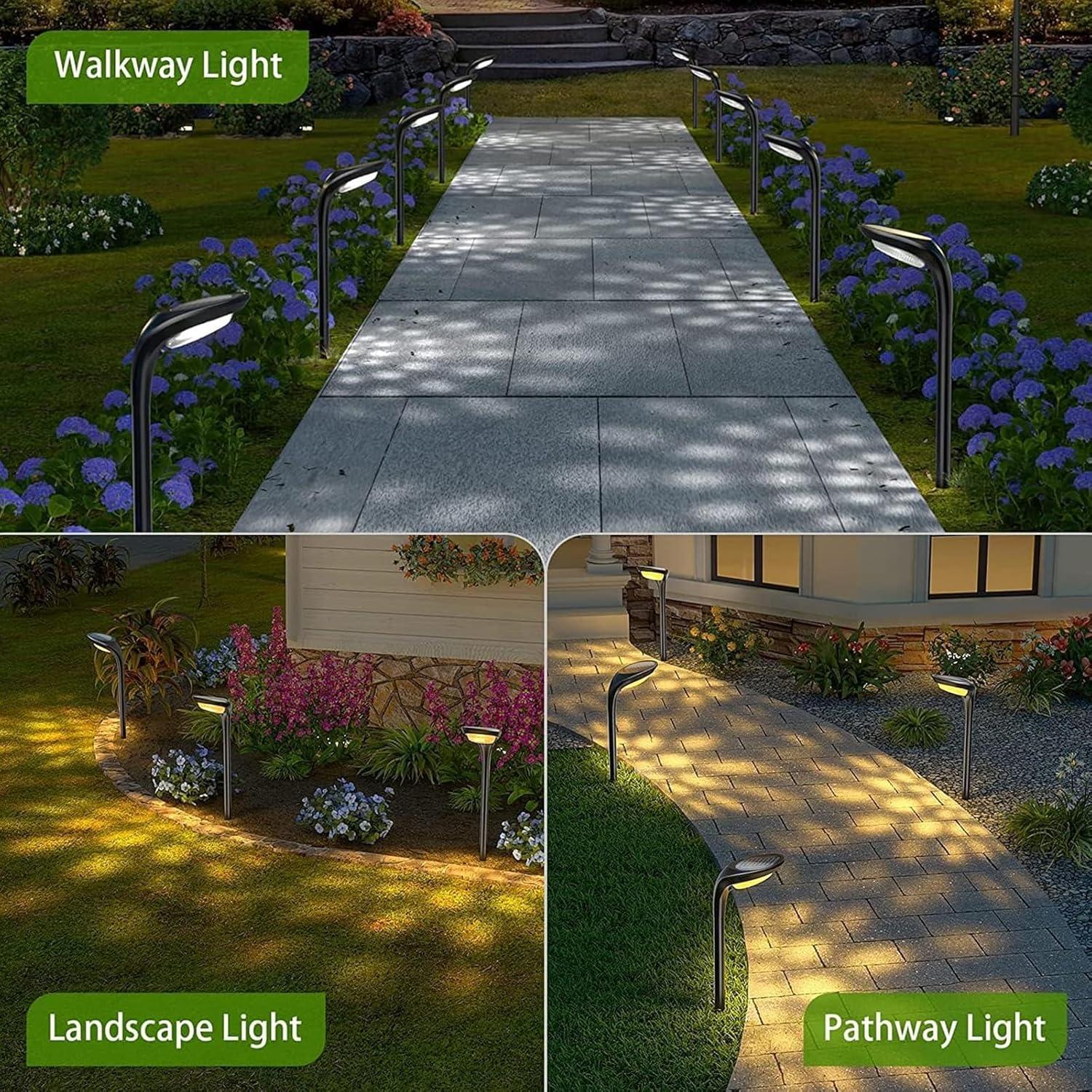 JSOT 4 Pack Solar Pathway Lights, Solar Garden Lights for Walkway, Driveway, Yard, White Light & Warm Light