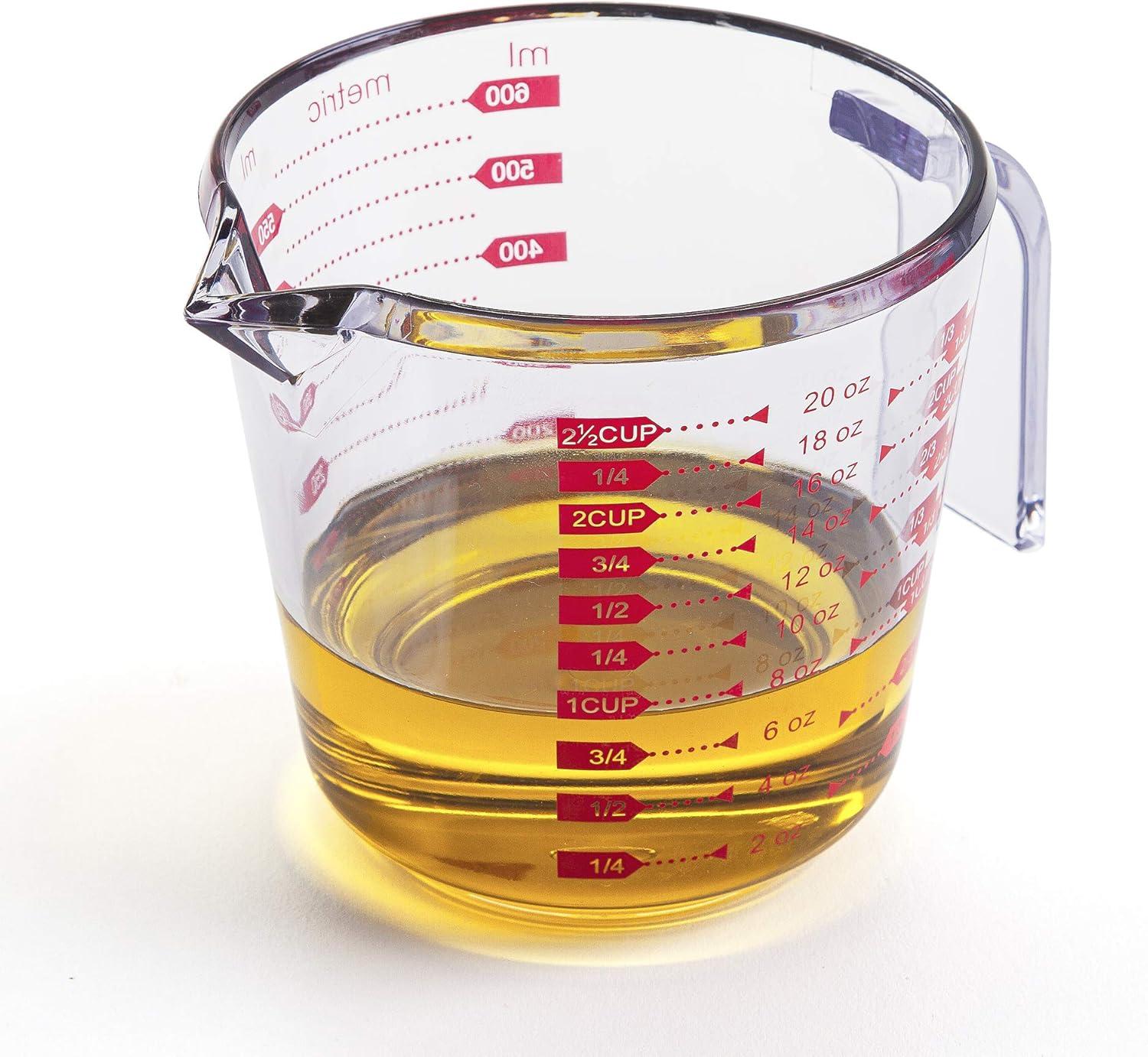 Clear Plastic 2.5 Cup Measuring Cup with Easy Grip Handle