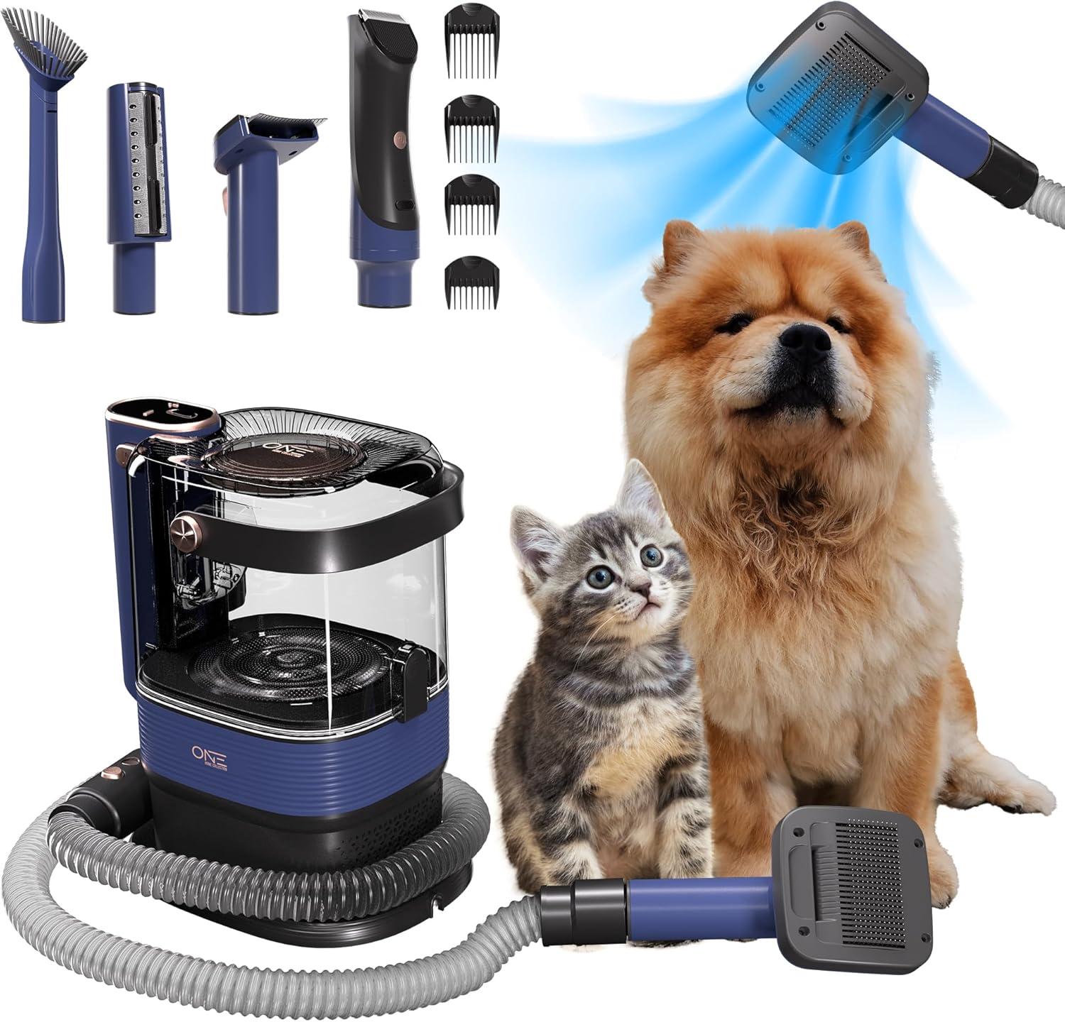 One Premium Pet Vacuum with Dog Grooming Kit, Pet Grooming Vacuum & Dog Clippers & Dog Brush for Shedding