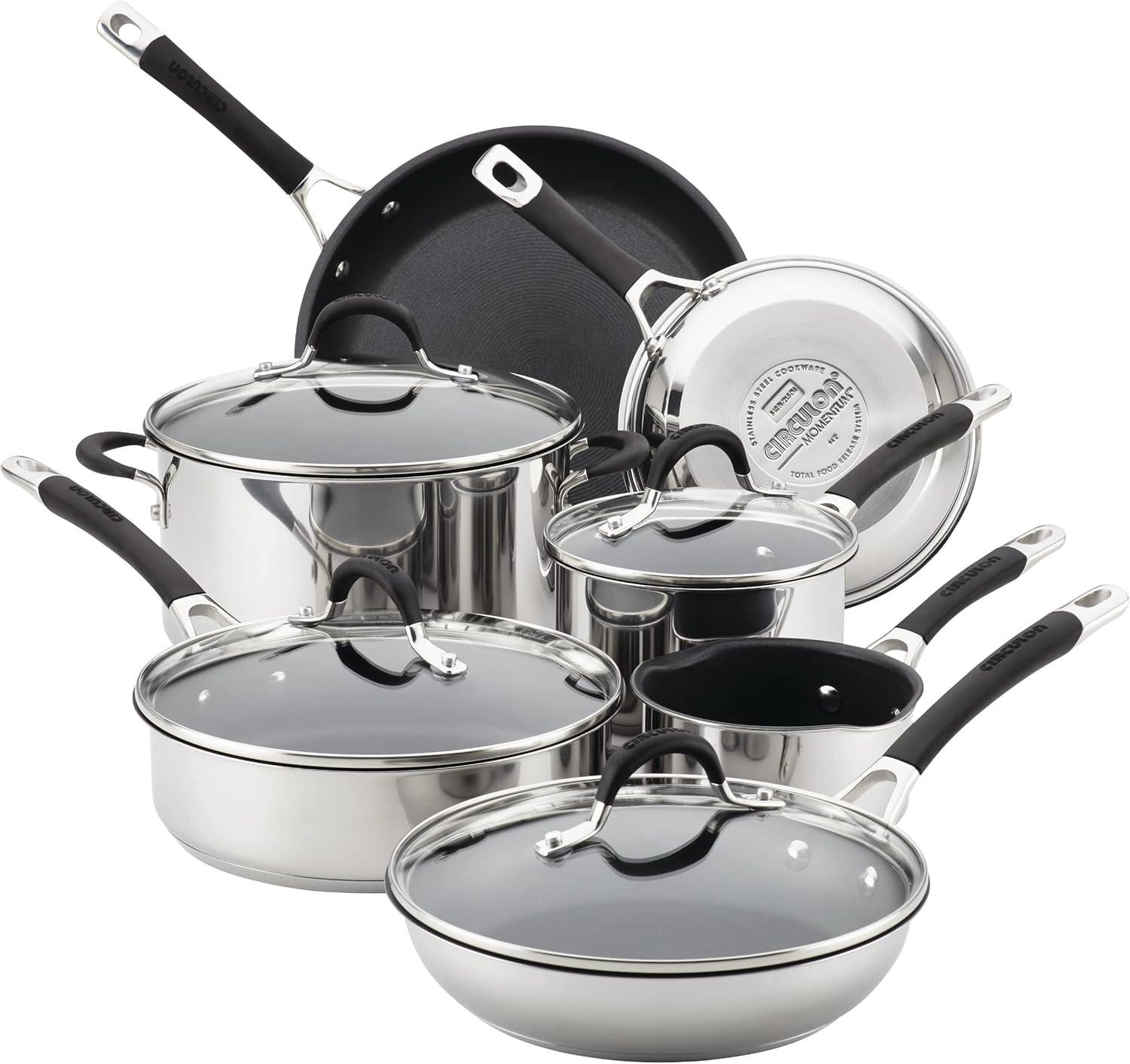 Circulon 11 Piece Momentum Stainless Steel Nonstick Pots and Pans