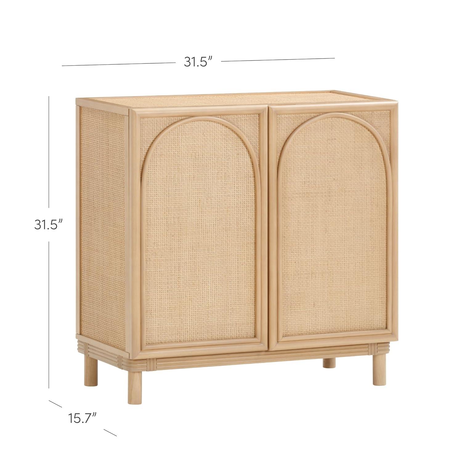 Nathan James Rustic Wood TV Stand Cabinet With Seagrass Door Panels