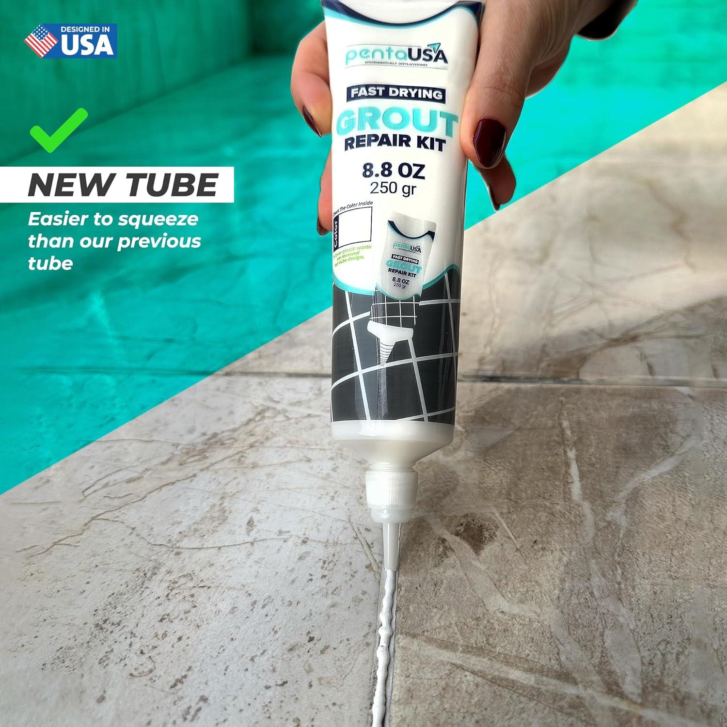 PentaUSA 8.8oz Bundle Tile Grout Repair Kit with Grout Removal Tool, Premix Grout Bundle Set with Remover Saw, Sponge and Cleaner