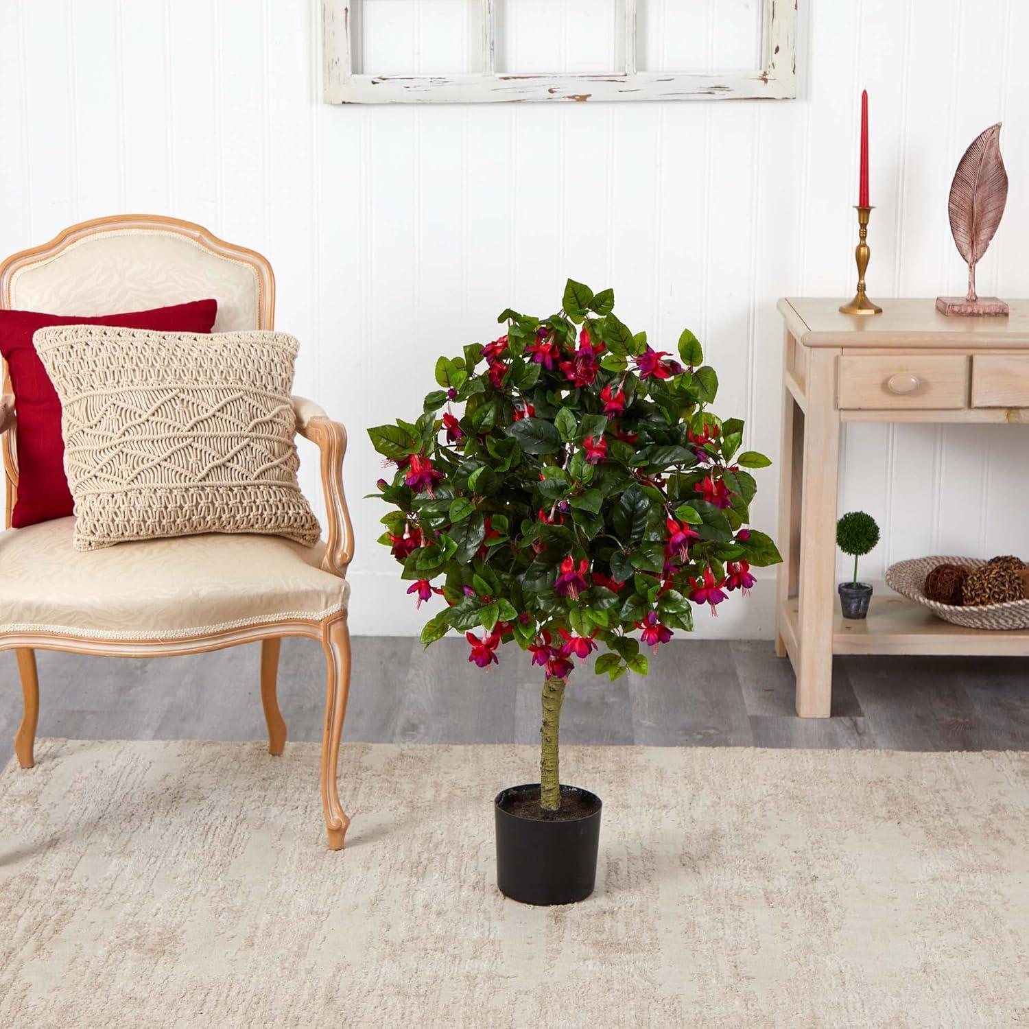 Nearly Natural 3-ft Fuchsia Artificial Tree