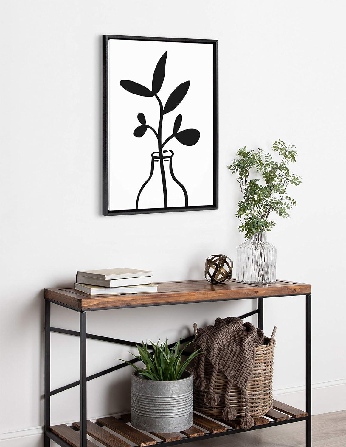 23" x 33" Sylvie Modern Botanical Vase Framed Canvas by the Creative Bunch Studio Black - Kate & Laurel All Things Decor