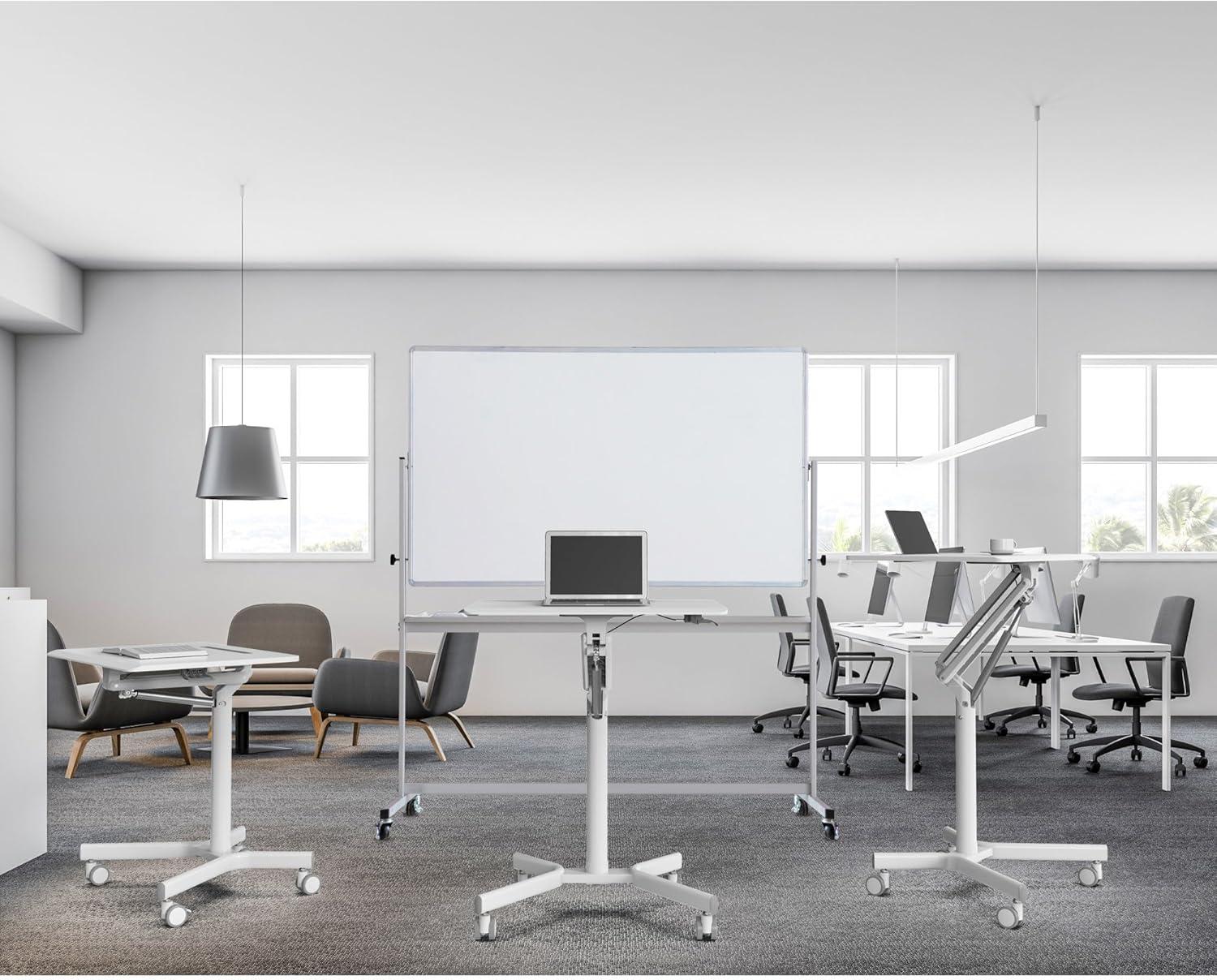 Realspace® 28"W Mobile Sit-to-Stand Compact Desk/Laptop Cart Workstation, 28-3/4"H x 28"W x 22-1/16"D, White