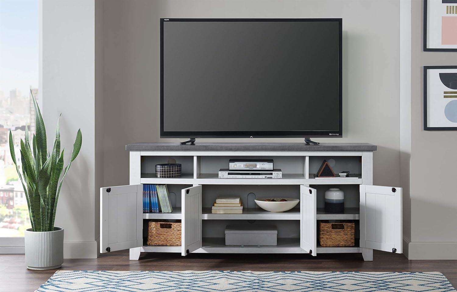 Foundry 65" TV Stand White Stain with Gray Top - Martin Svensson Home