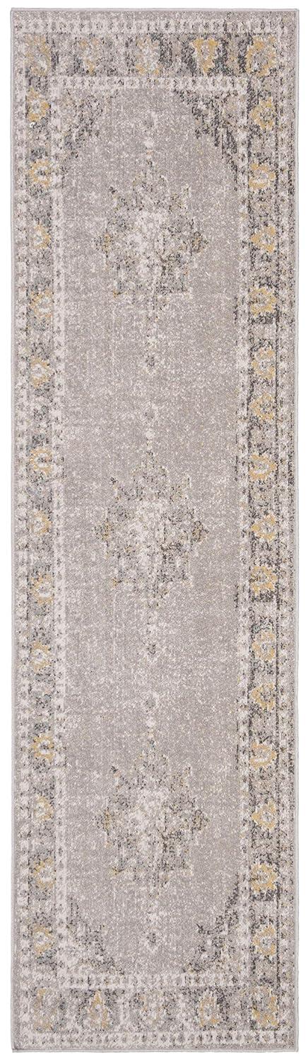 Montage MTG308 Power Loomed Indoor/Outdoor Runner Rug - Grey/Gold - 2'3"x8' - Safavieh