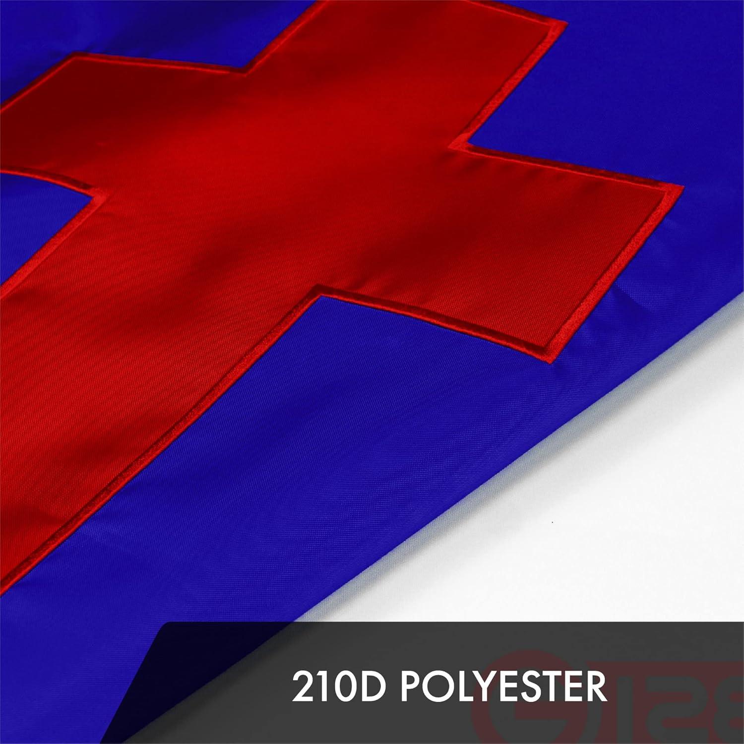 1x1.5 FT Red and Blue Embroidered Polyester Flag