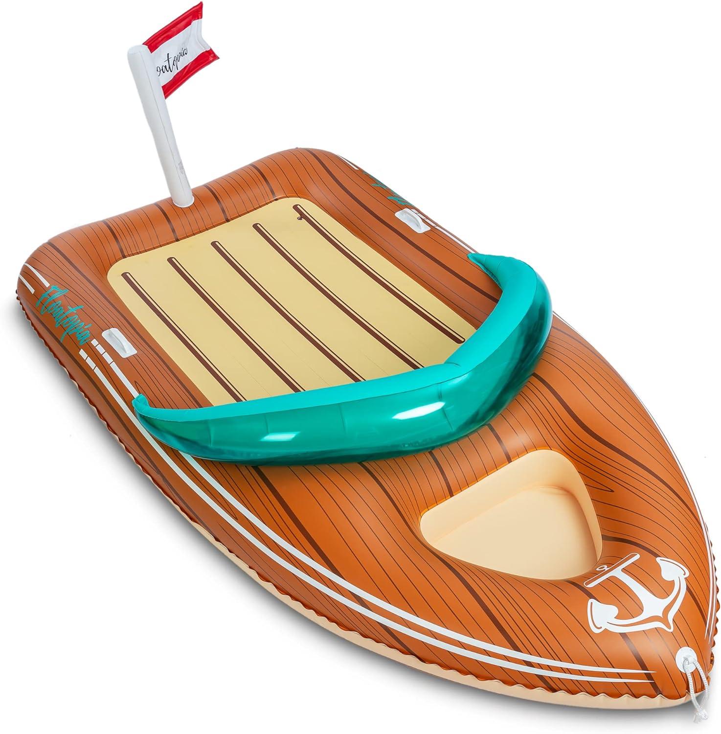 Joyfy Inflatable Pool Floats Raft with Reinforced Cooler, Funny Giant Boat Pool Float, Swimming Pool Party Beach Lake Pool Lounge Float for Family