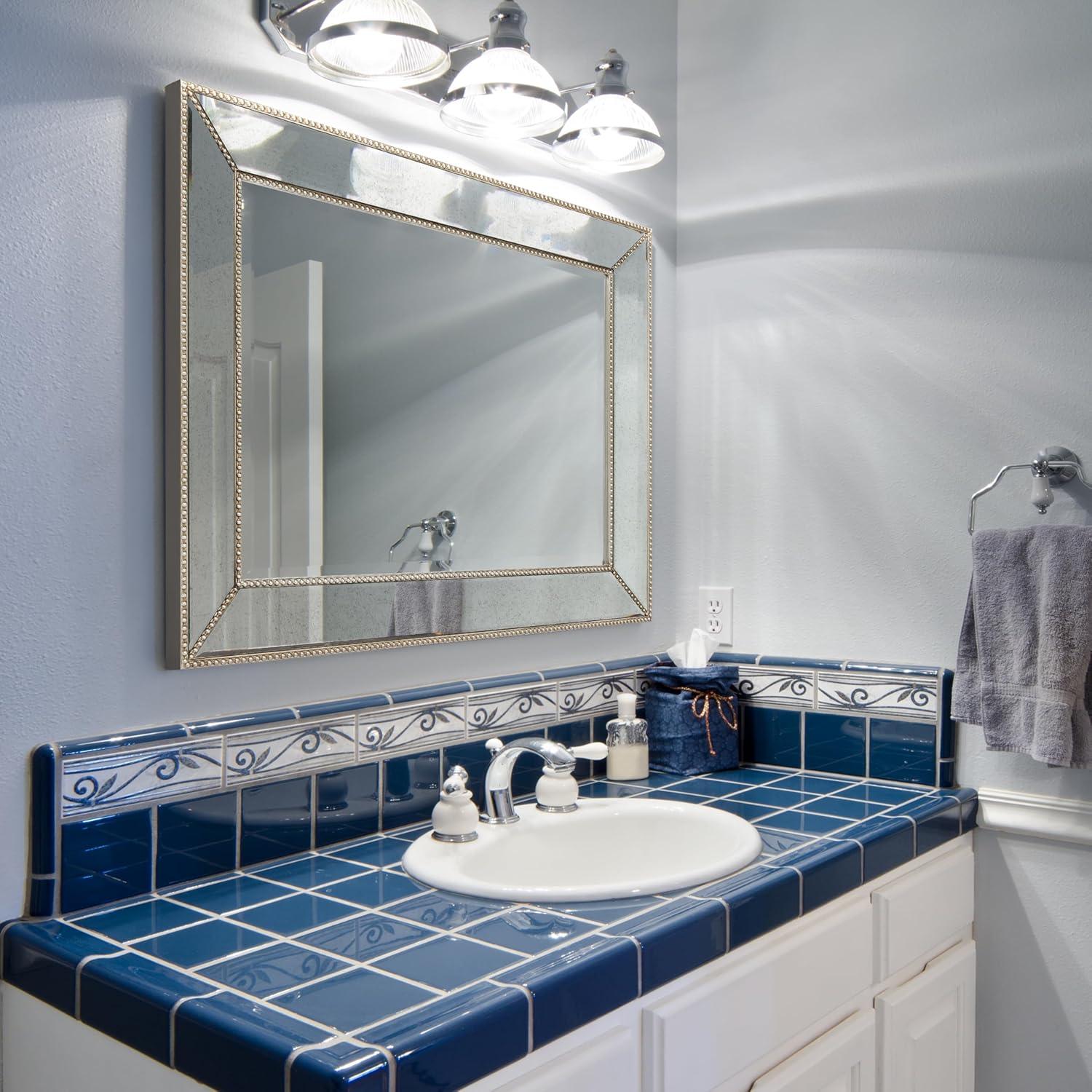 Empire Art Direct  Champagne Beed Beveled Rectangle Wall Mirror