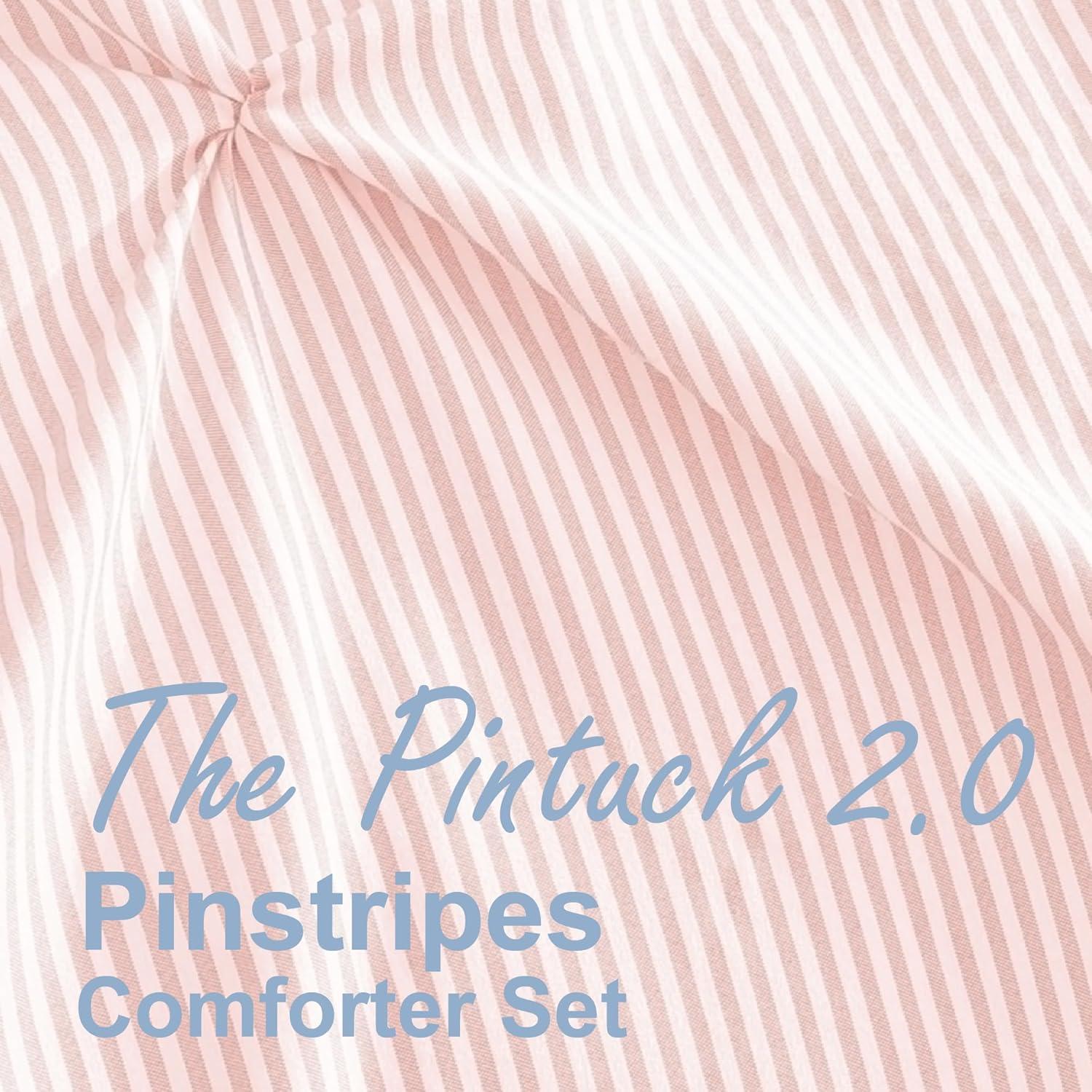 Swift Home | Striped Pintuck 2-Piece Comforter Set Rose Twin/Twin XL