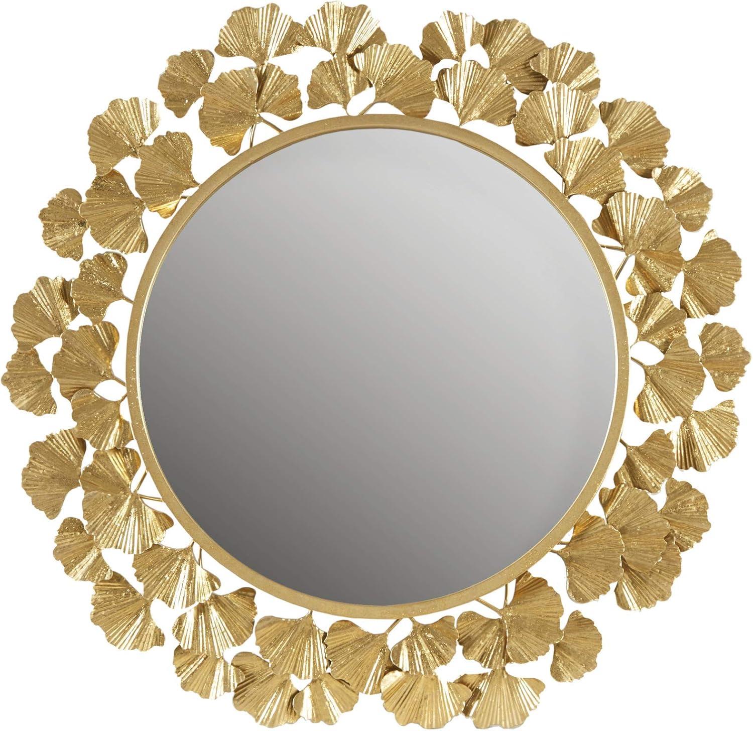 Martha Stewart Eden Gold Gingko Leaf Round Wall Mirror 30.5"