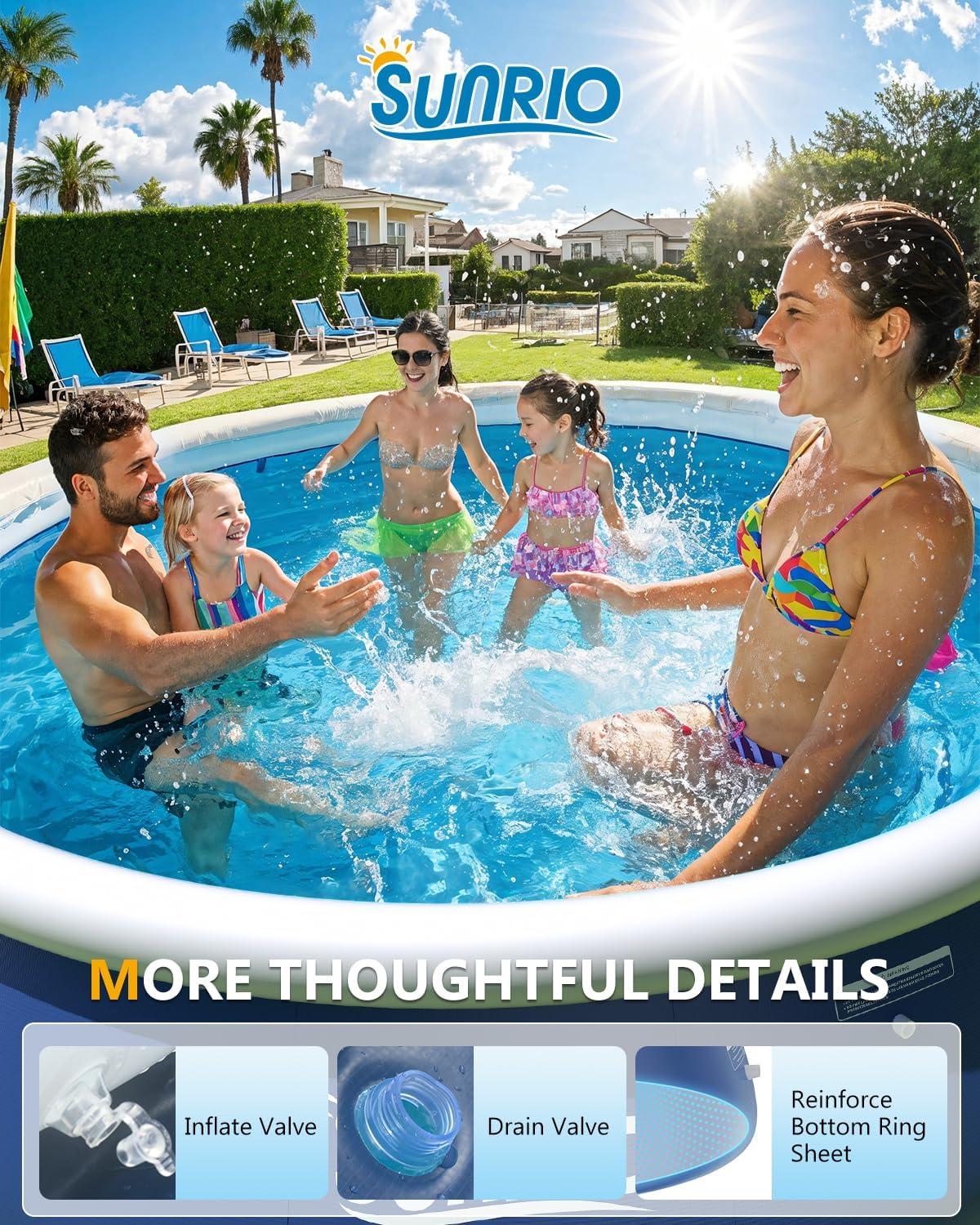 12'*30" Round Inflatable Top Ring Above Ground Swimming Pool Fast Easy to Set Up with 530GPH Filter Pump, Pool Cover and Ground Cover for Summer Outdoor Garden Backyard Childen Adults