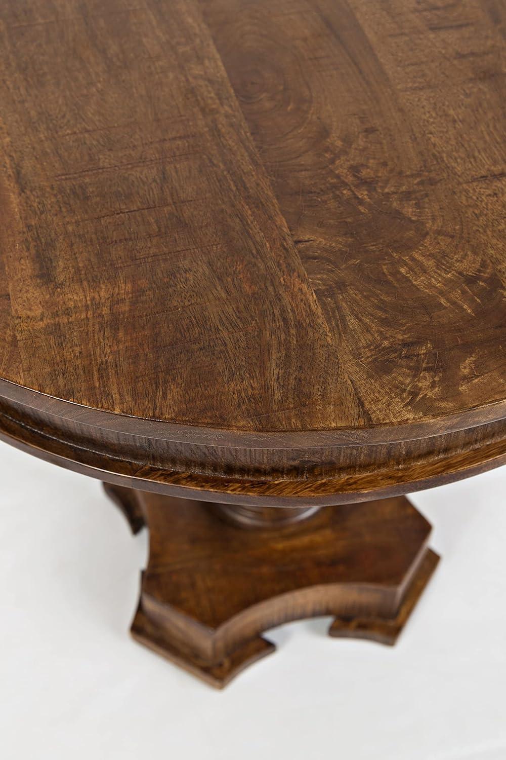 Jofran, Global Archive Hand Carved Solid Mango Wood Pedestal Table