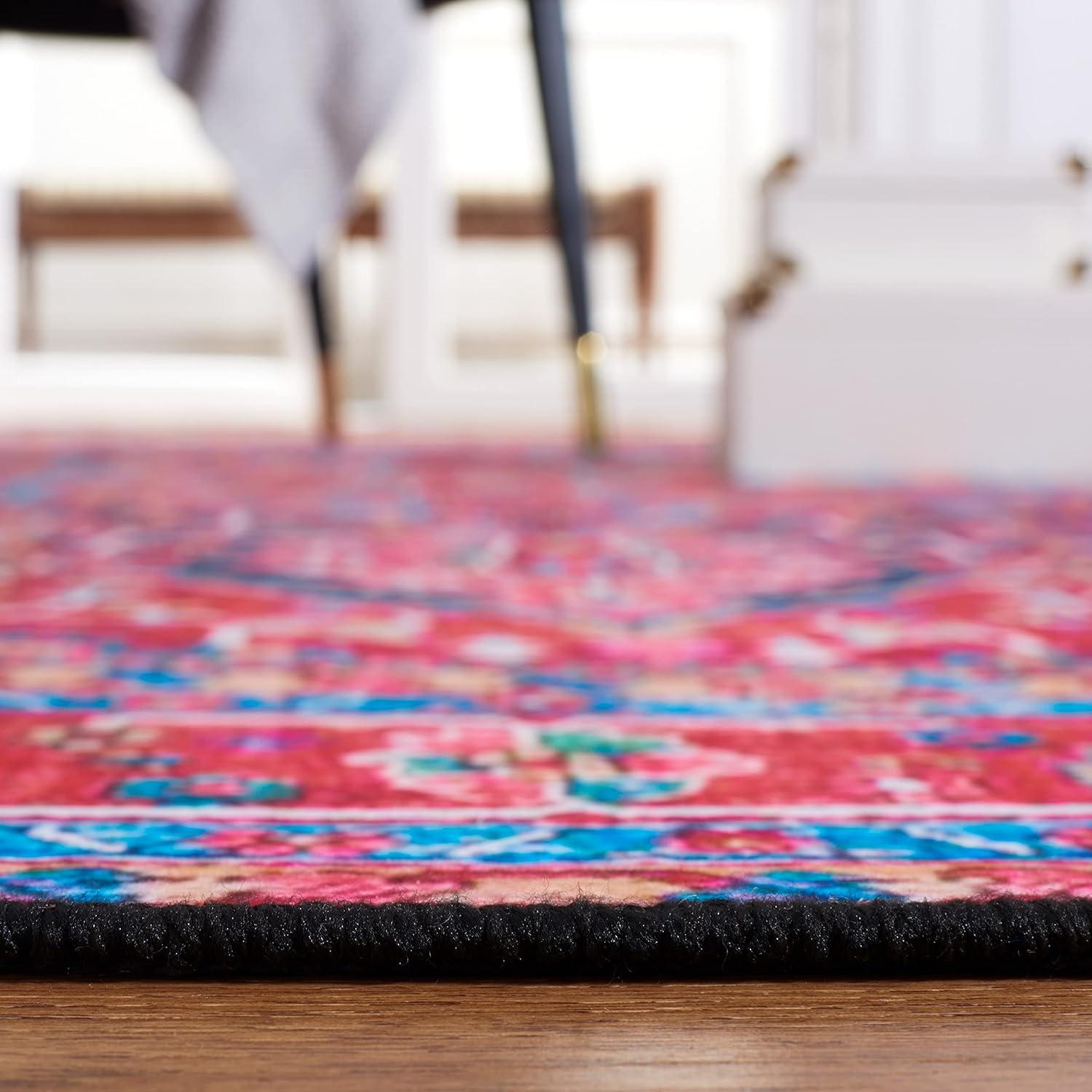 Tucson TSN121 Power Loomed Machine Washable Area Rug - Navy/Red - 3'x5' - Safavieh.