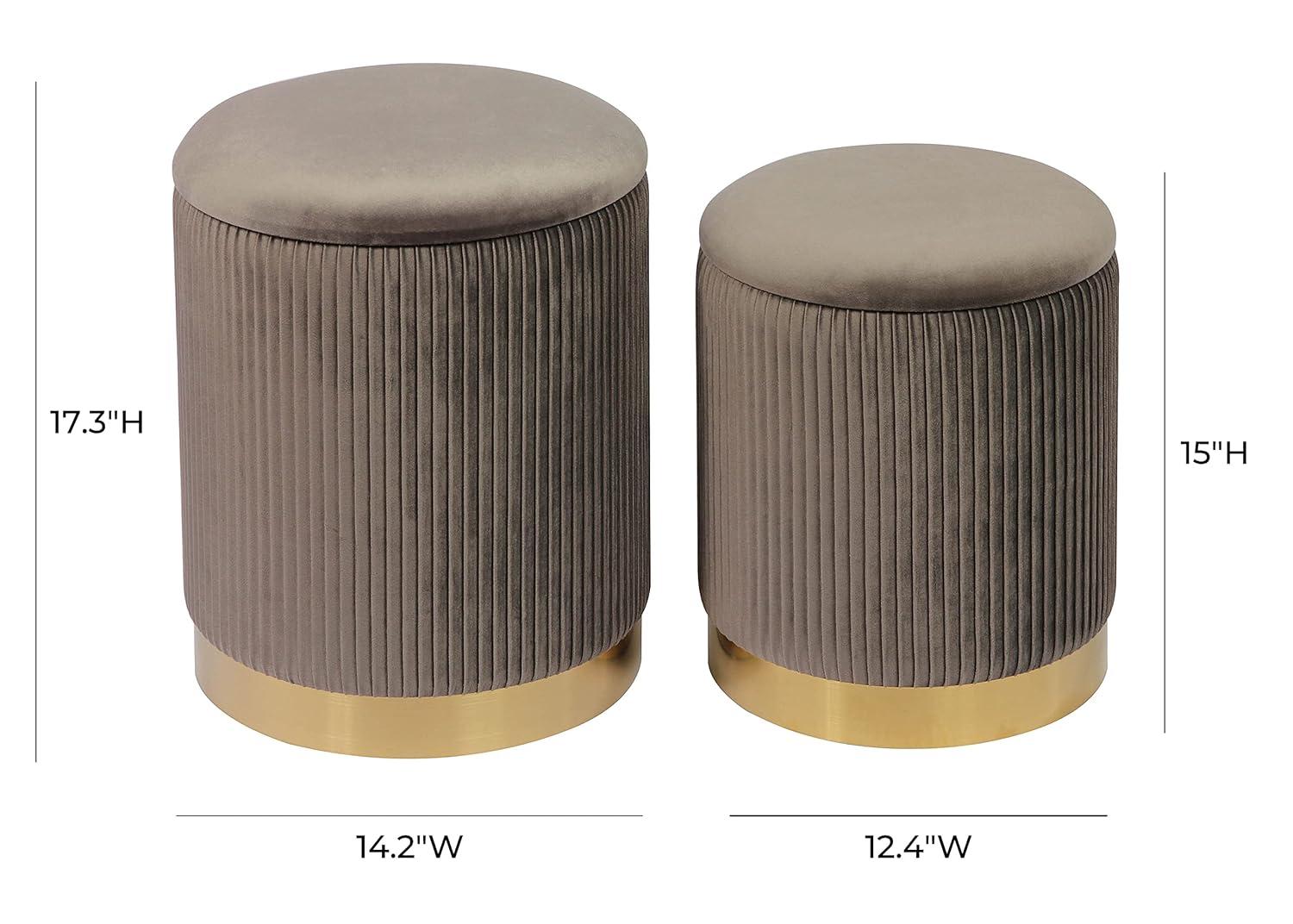 Everly Quinn Round Velvet Storage Ottomans(Set of 2) | Wayfair