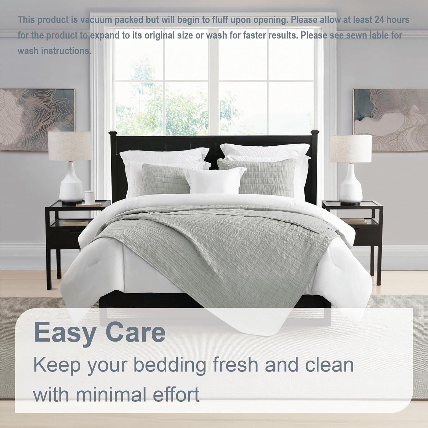 Swift Home Ultra Soft Crinkle Washed Microfiber 3-Piece Quilt Set
