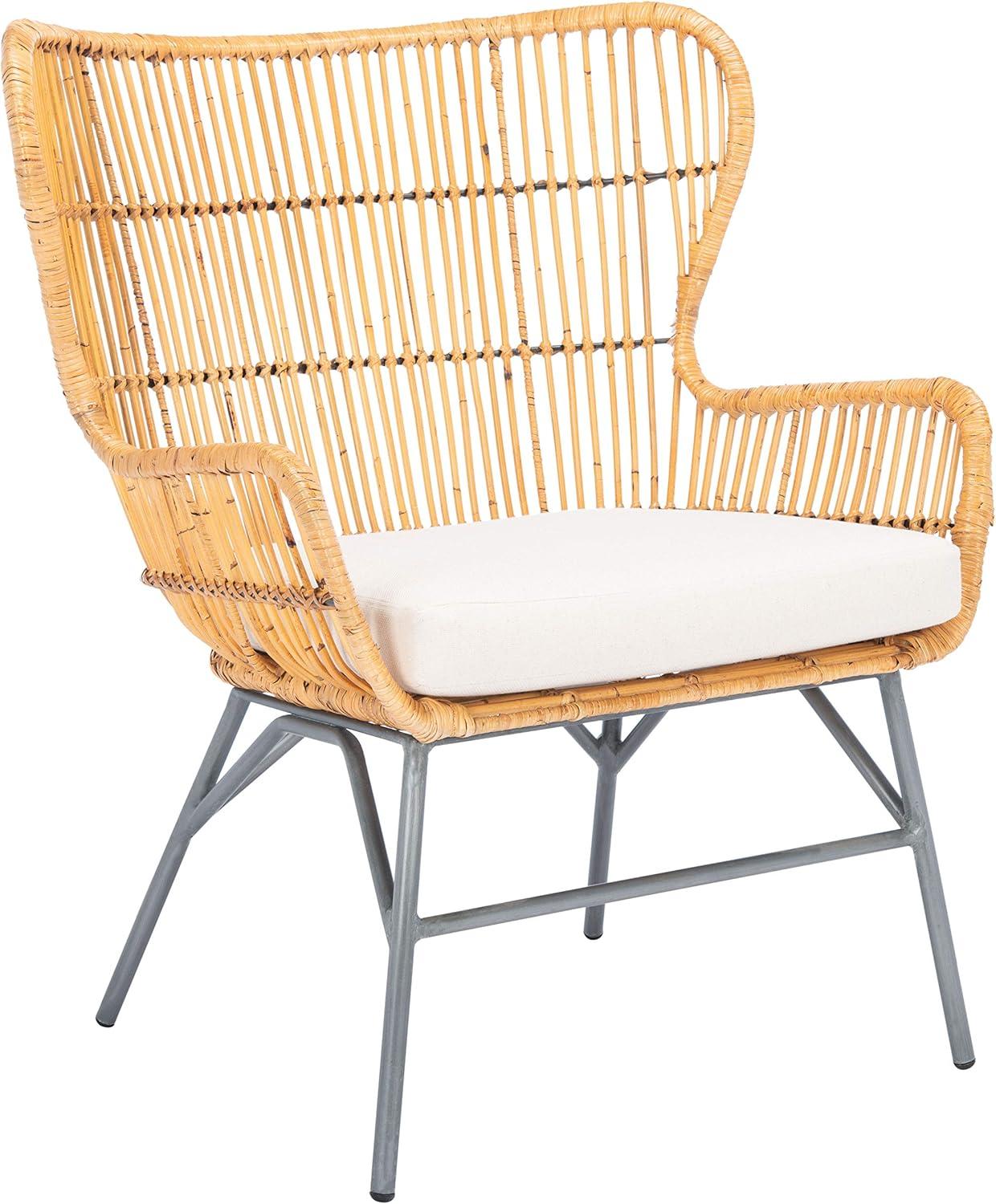 Lenu Rattan Accent Chair with Cushion  - Safavieh