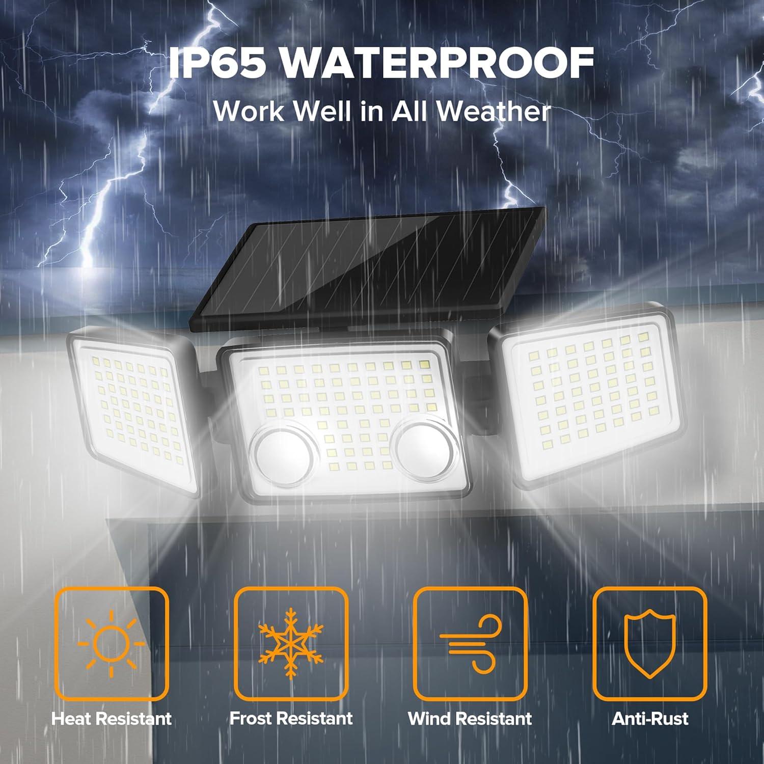 Solar LED Motion Sensor Outdoor Flood Lights, 2-Pack