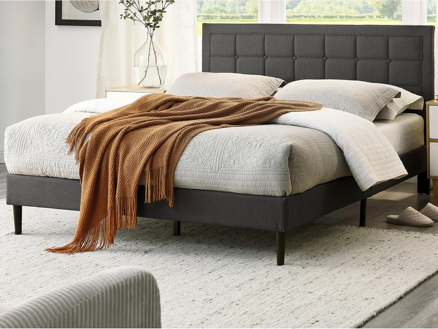 DeCoro Home DeCoro Mornington Upholstered Platform Bed Frame and Headboard