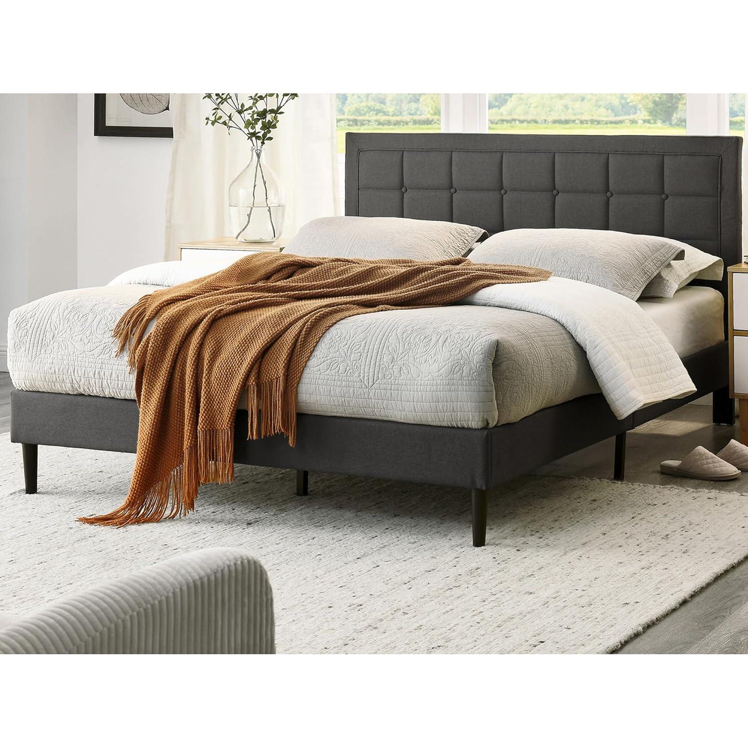 DeCoro Home DeCoro Mornington Upholstered Platform Bed Frame and Headboard