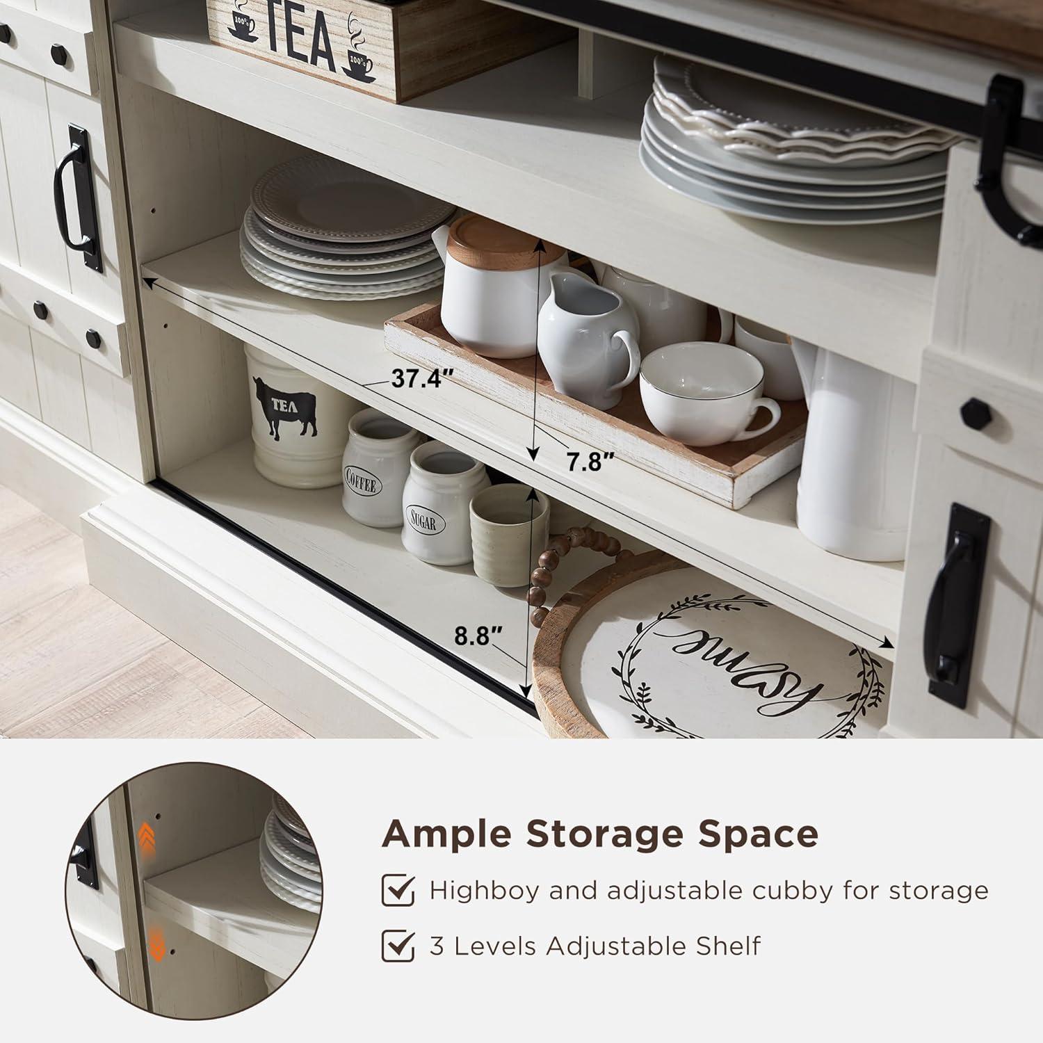 OKD 75" Wide Farmhouse Barn Door TV Stand for TVs up to 85", Entertainment Center with Wood Barn Door Storage Console, Dark Rustic Oak