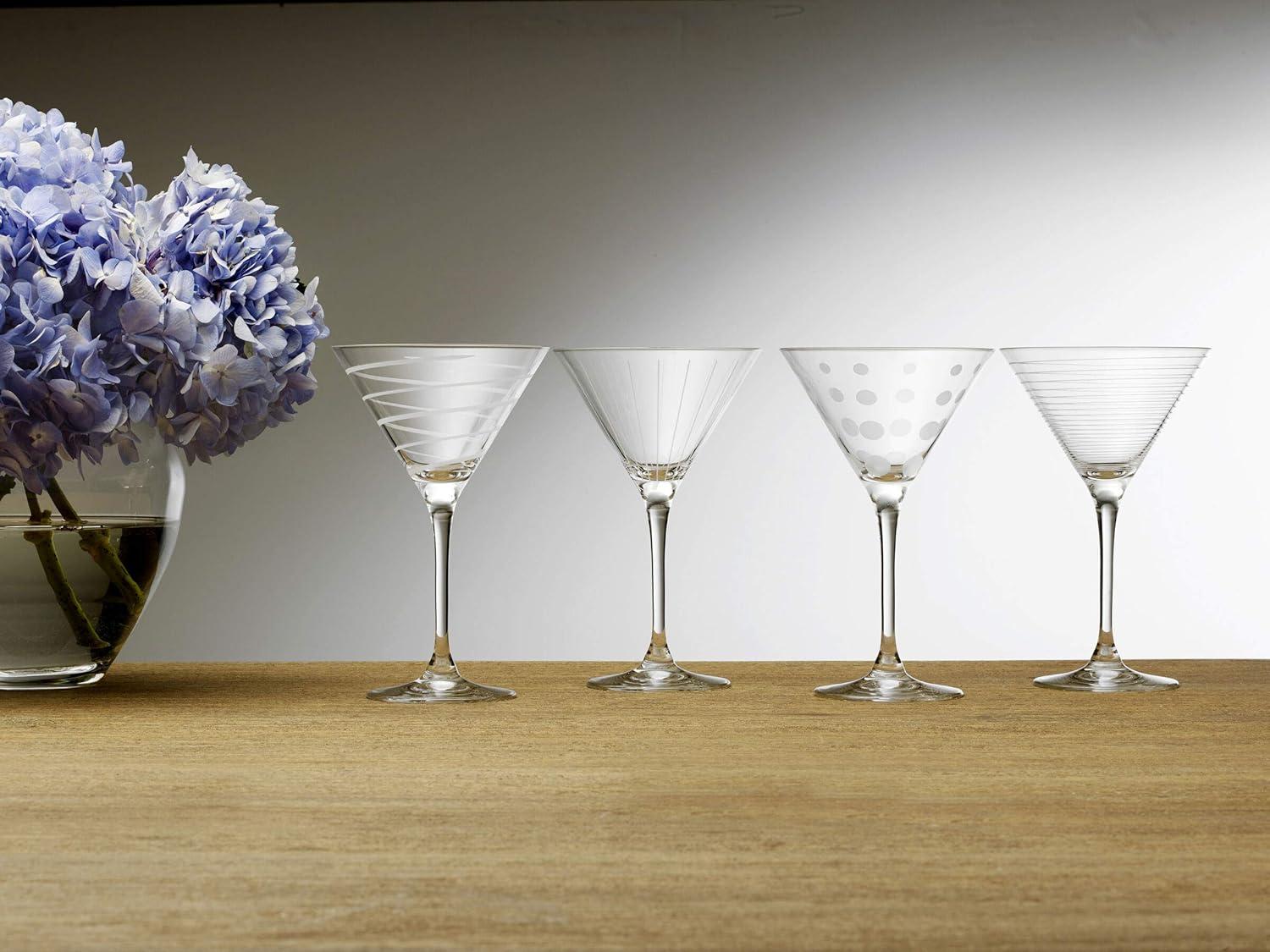 Cheers 10 oz Clear Lead Crystal Martini Glass Set