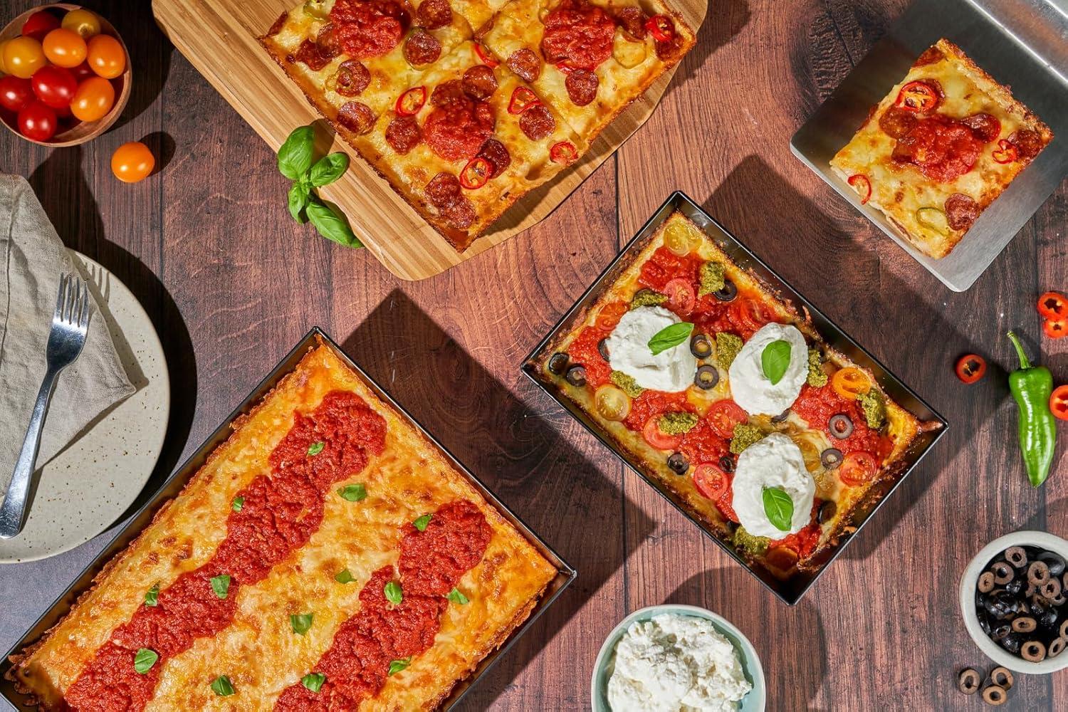 Small Non-Stick Aluminum Detroit-Style Pizza Pan with Lid