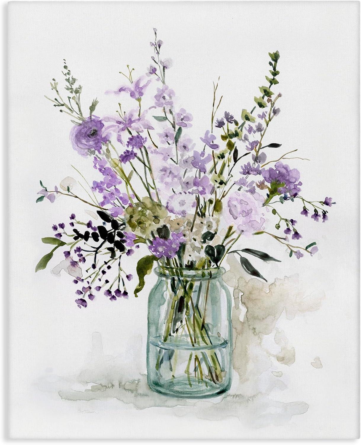 Stupell Purple Botanicals Flower Arrangement Gallery Wrapped Canvas Wall Art