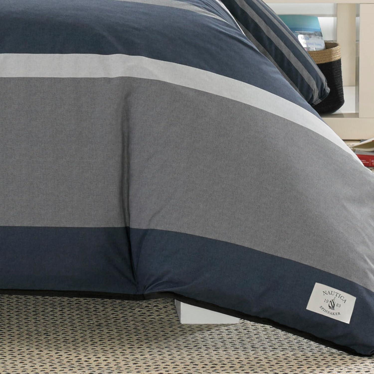 Navy and Charcoal Cotton Reversible Full Comforter Set