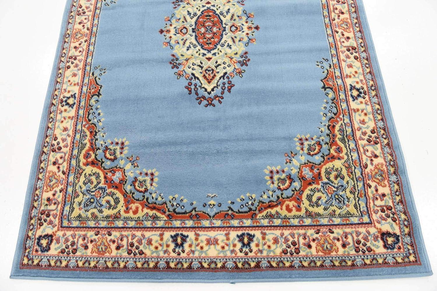 Unique Loom Reza Collection Area Rug - Washington (4' 1" x 6' 1" Rectangle Light Blue/Cream)