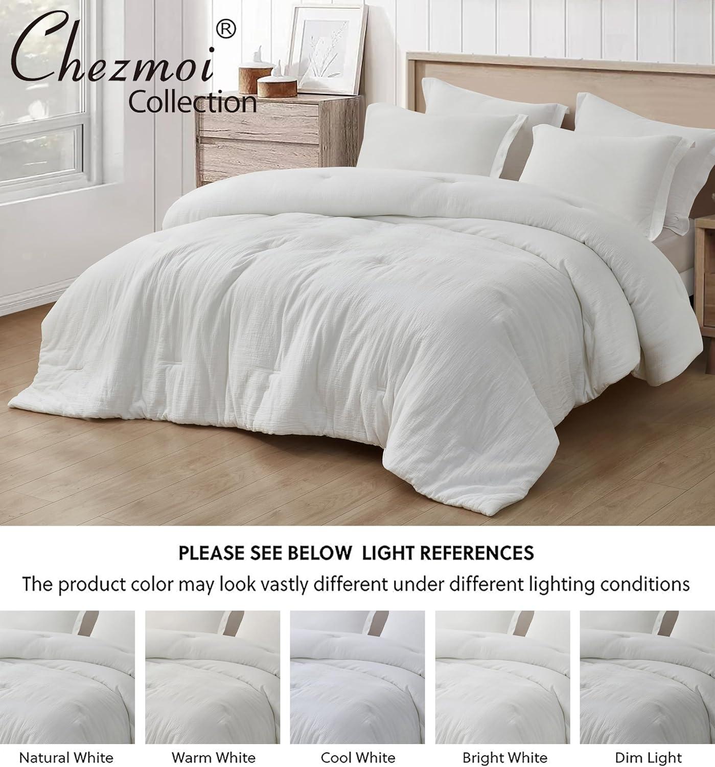 Chezmoi Collection Breeze 2-Piece 100% Cotton Muslin Twin XL Comforter Set, White Soft Washed Cotton Gauze Comforter, Lightweight Breathable Bedding for All Season