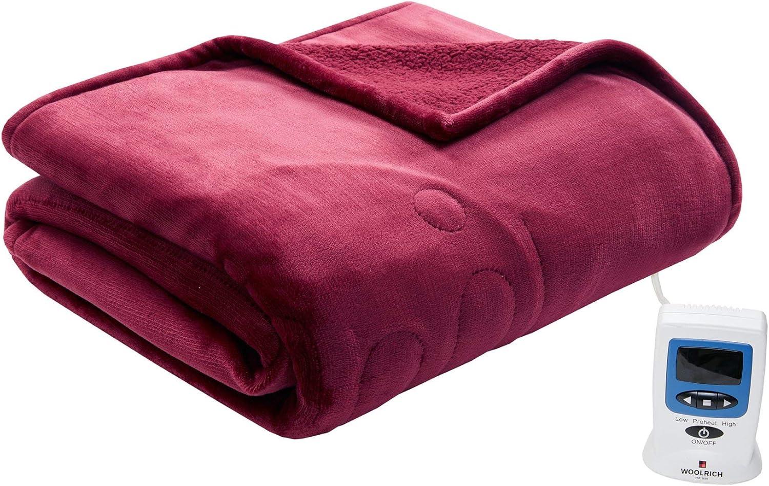 Woolrich Ultra Soft Electric Blanket w/Auto Shutoff -  King: 100x90" Garnet