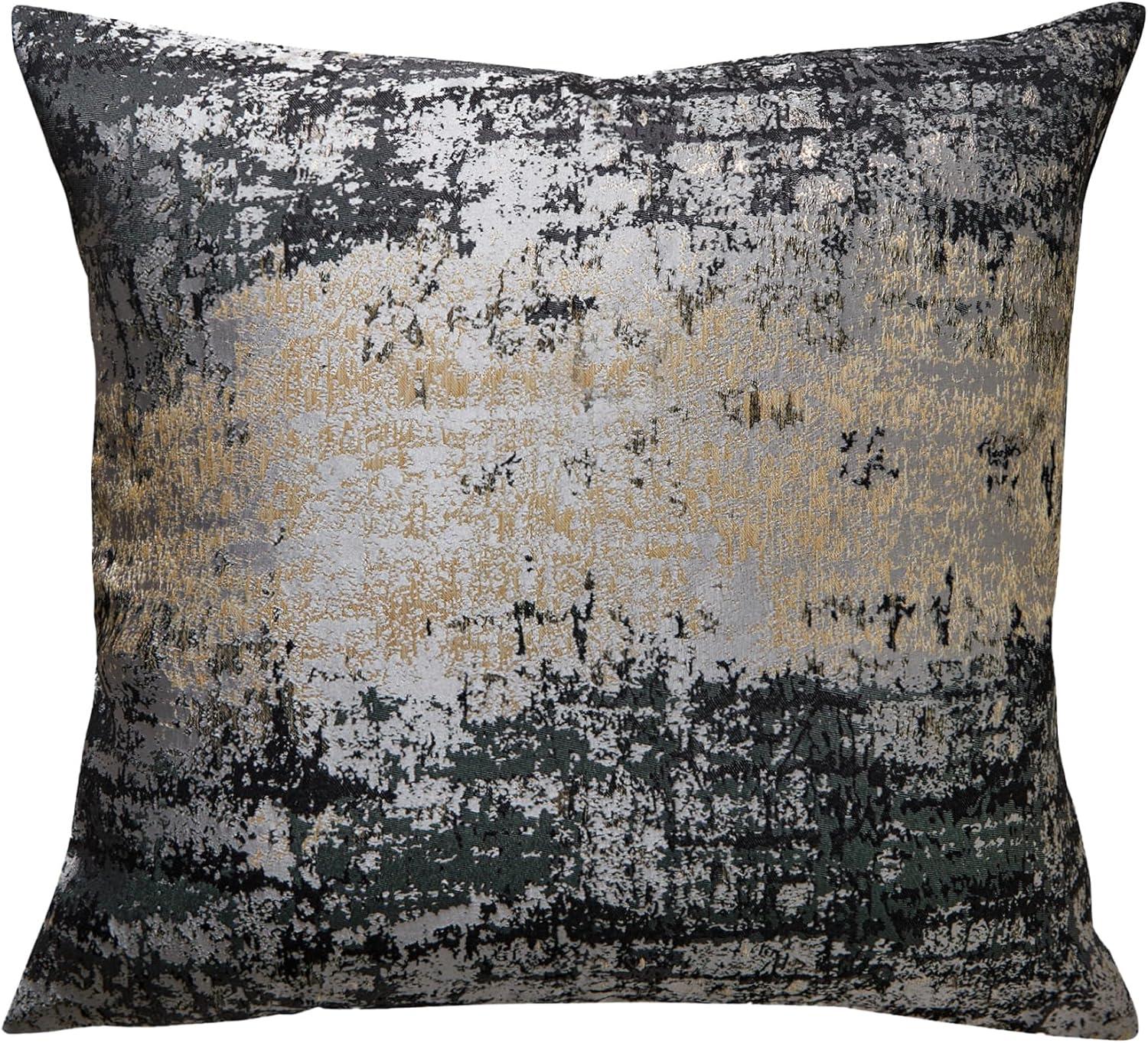 18'' Gold and Black Polyester Euro Throw Pillow Cover