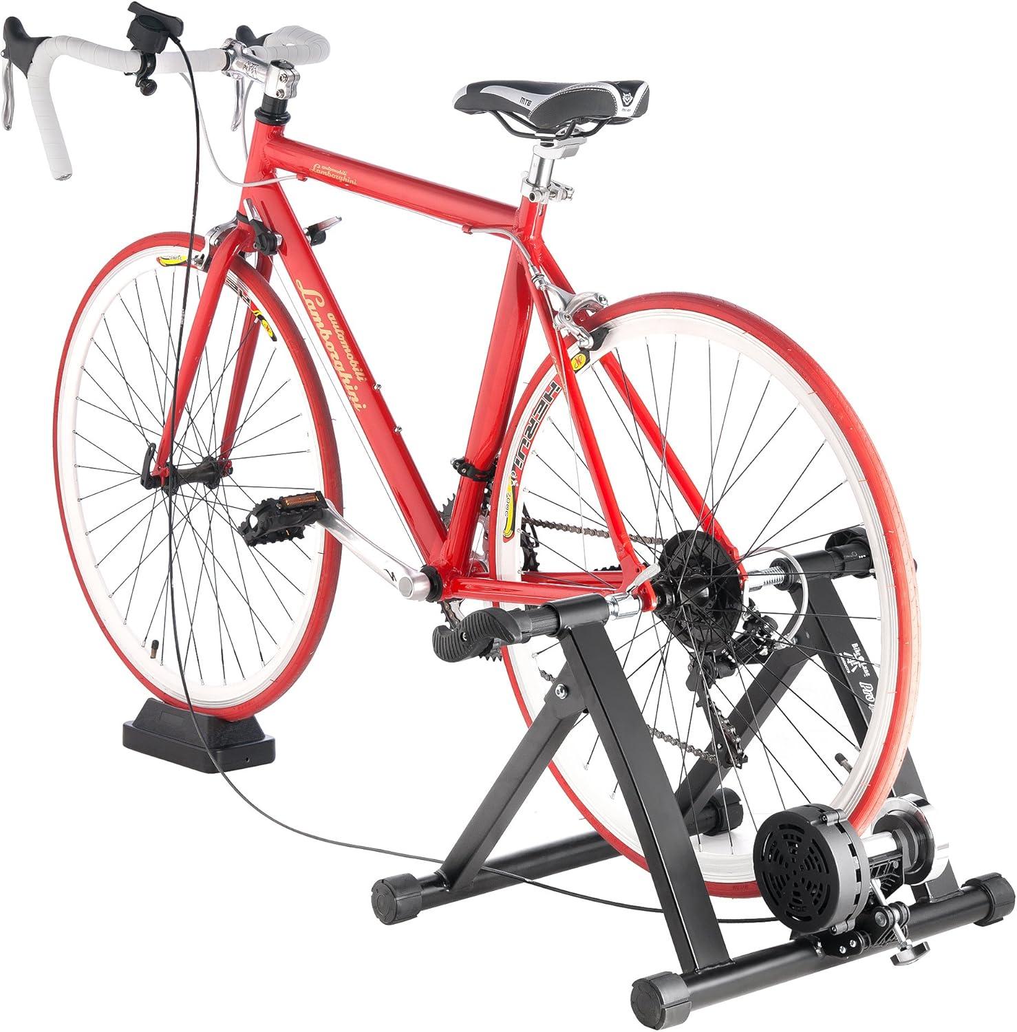 Exercise Bike Trainer - Indoor Bicycle Training Stand With Quiet 5-Level Magnetic Resistance and Front Wheel Riser Block by Bike Lane