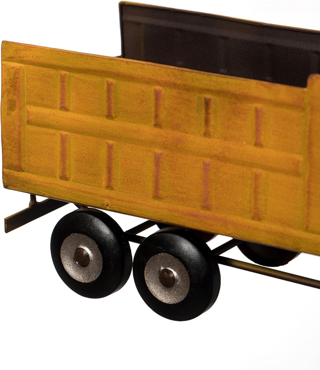 Vintiquewise Decorative Rustic Metal Yellow Single Bottle Truck Wine Holder for Tabletop or Countertop