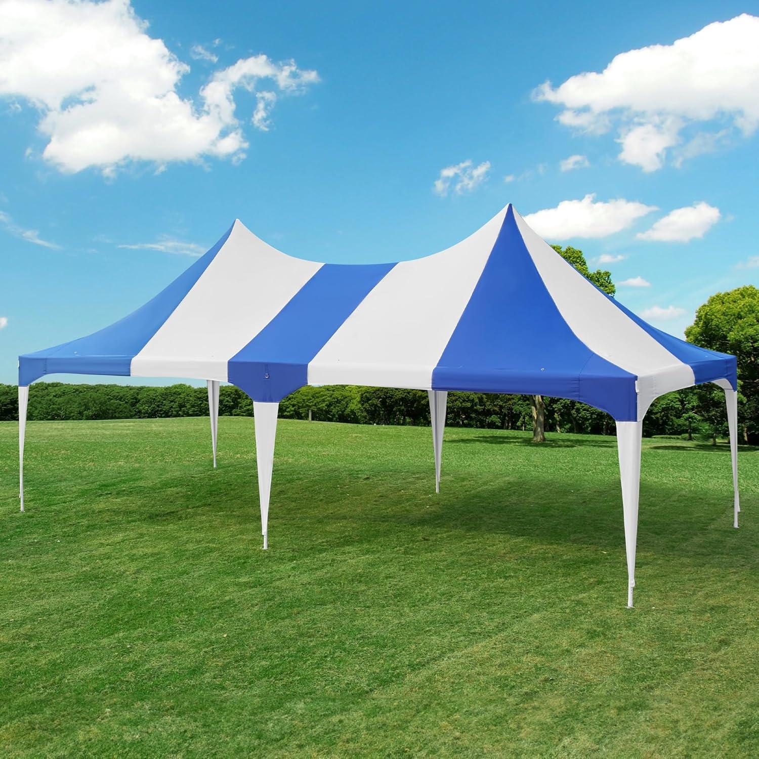 Richryce 13'x 26' Party Tent, All Weather Waterproof Blue-white Wedding Tent for Party, Event, Wedding, BBQ