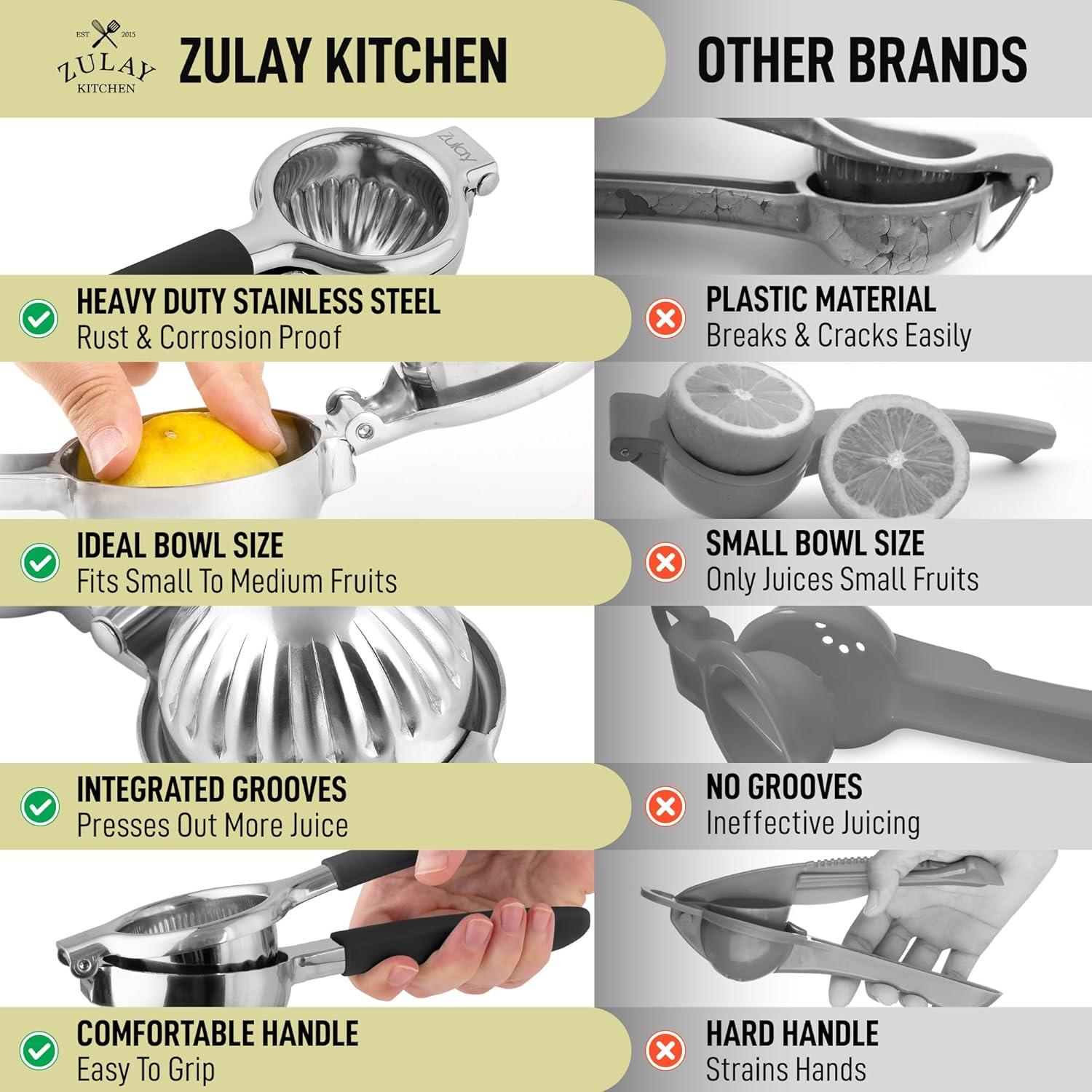 Unique Bargains Stainless Steel Lemon Citrus Manual Hand Squeezer  with Non-Slip Grip Handle Black
