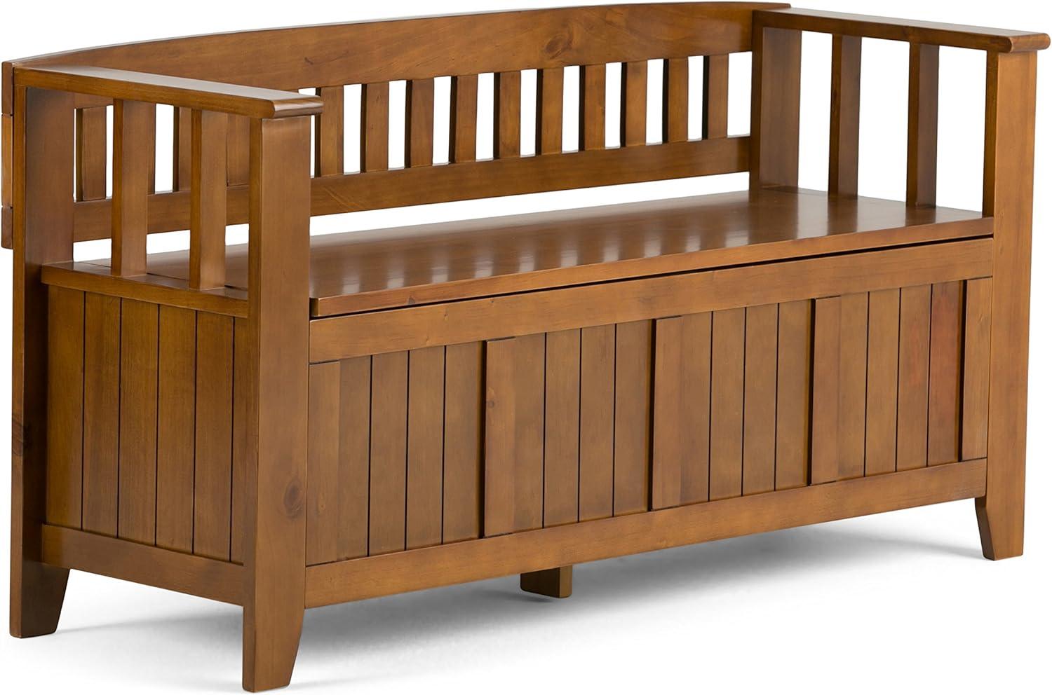 Acadian Light Avalon Brown Solid Wood Transitional Storage Bench