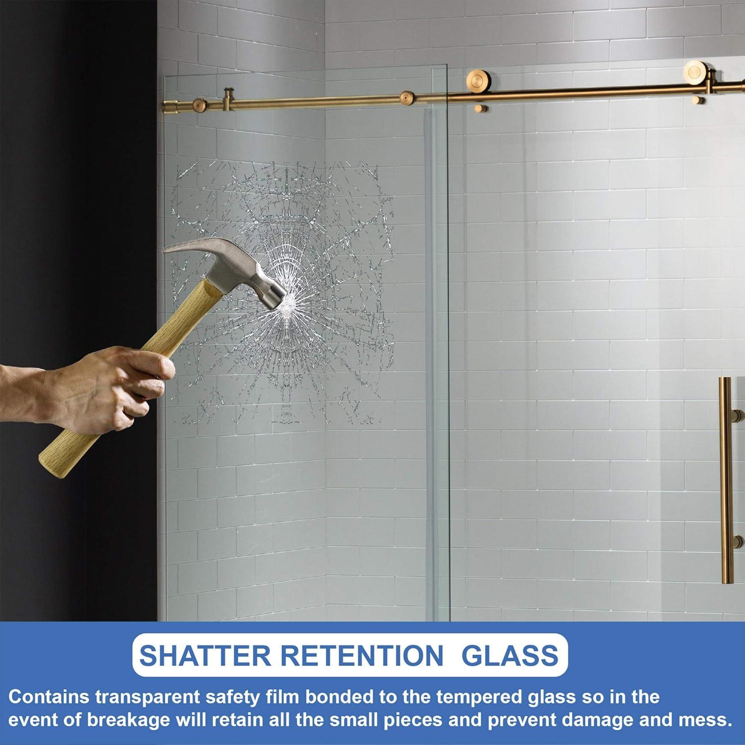 56"-60" W x 62" H Single Sliding Frameless Bathtub Door with 3/8"(10mm) Clear Tempered Glass