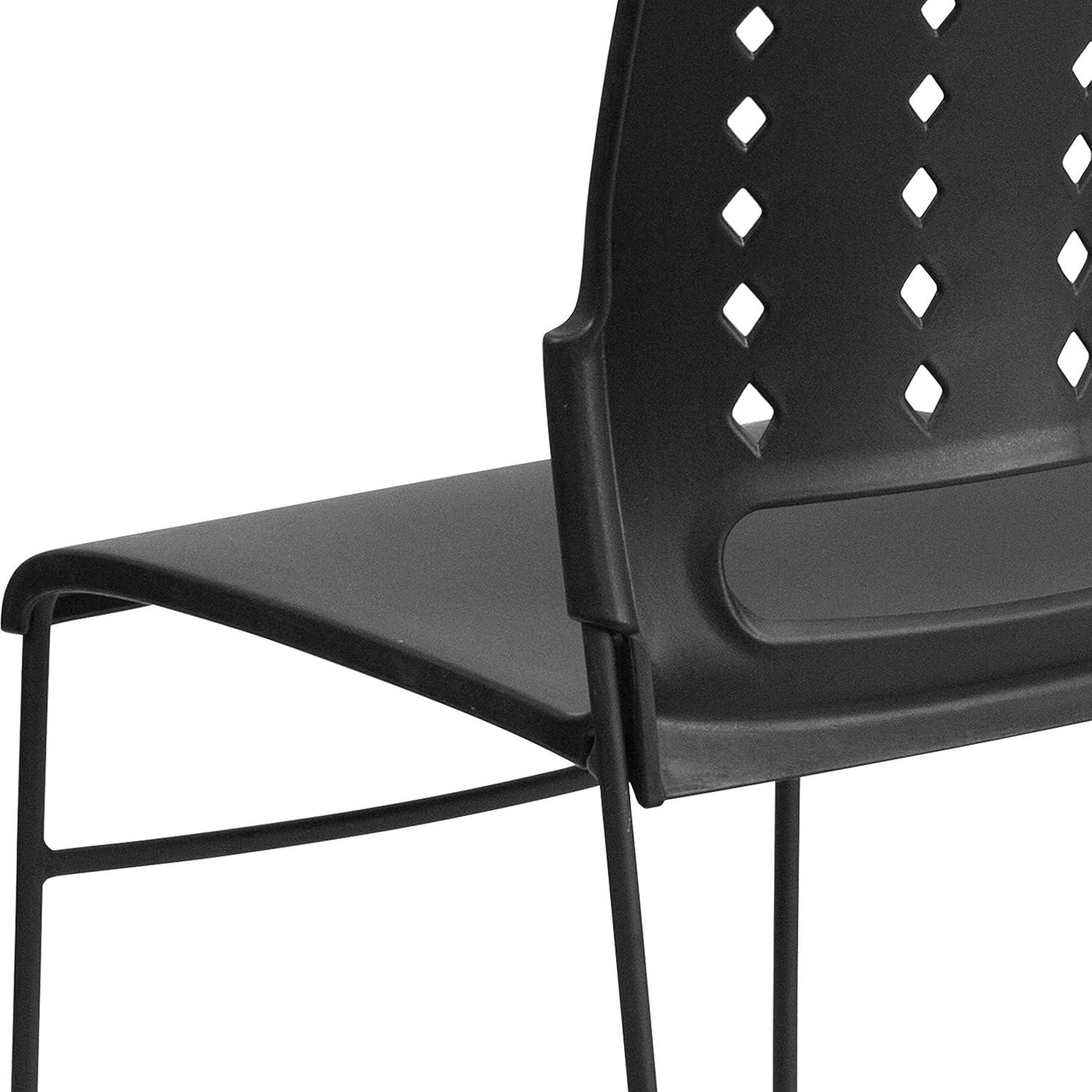 ErgoVent Black Vinyl & Metal Stacking Chair with Sled Base