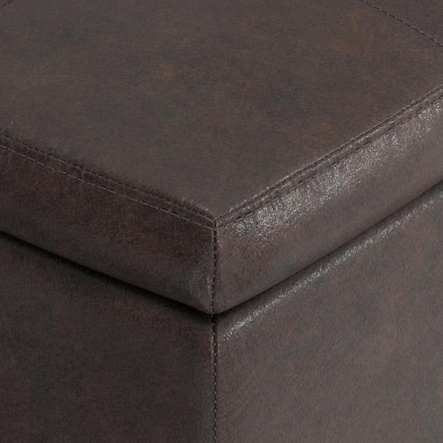 Simpli Home Dover 36"W Upholstered Square Coffee Table Storage Ottoman with Split Tufted Lift Top & Reviews | Wayfair