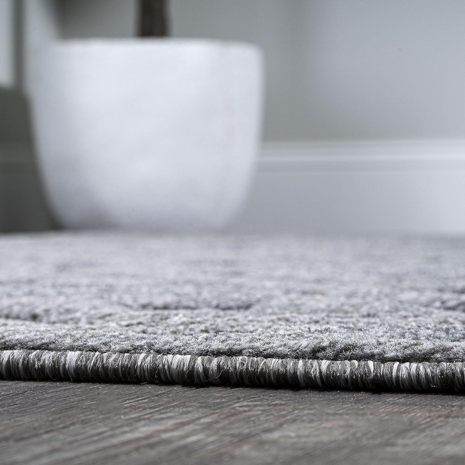 5' Round Portmany Neutral Diamond Trellis Indoor/Outdoor Area Rug, Dark Gray - JONATHAN Y