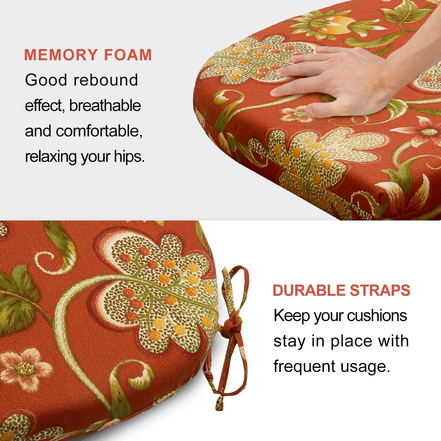 LOVTEX Outdoor Chair Cushions Set of 4, Waterproof Patio Chair Cushions with Ties, 17 x 16 x 2 inch, Floral