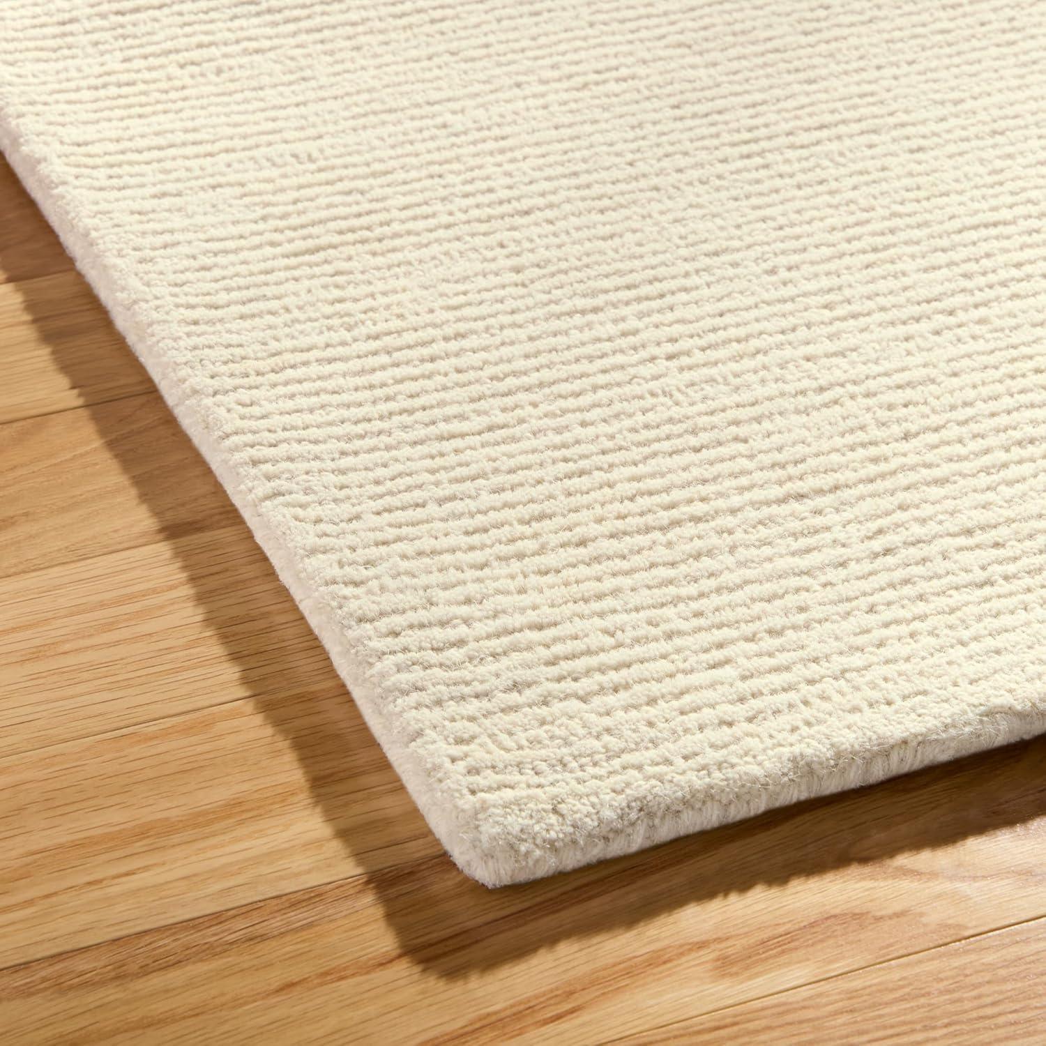 Town & Country Luxe Rita Ribbed Textured Hand Tufted 100% Wool Area Rug, Taupe/Ivory, 6"x9"