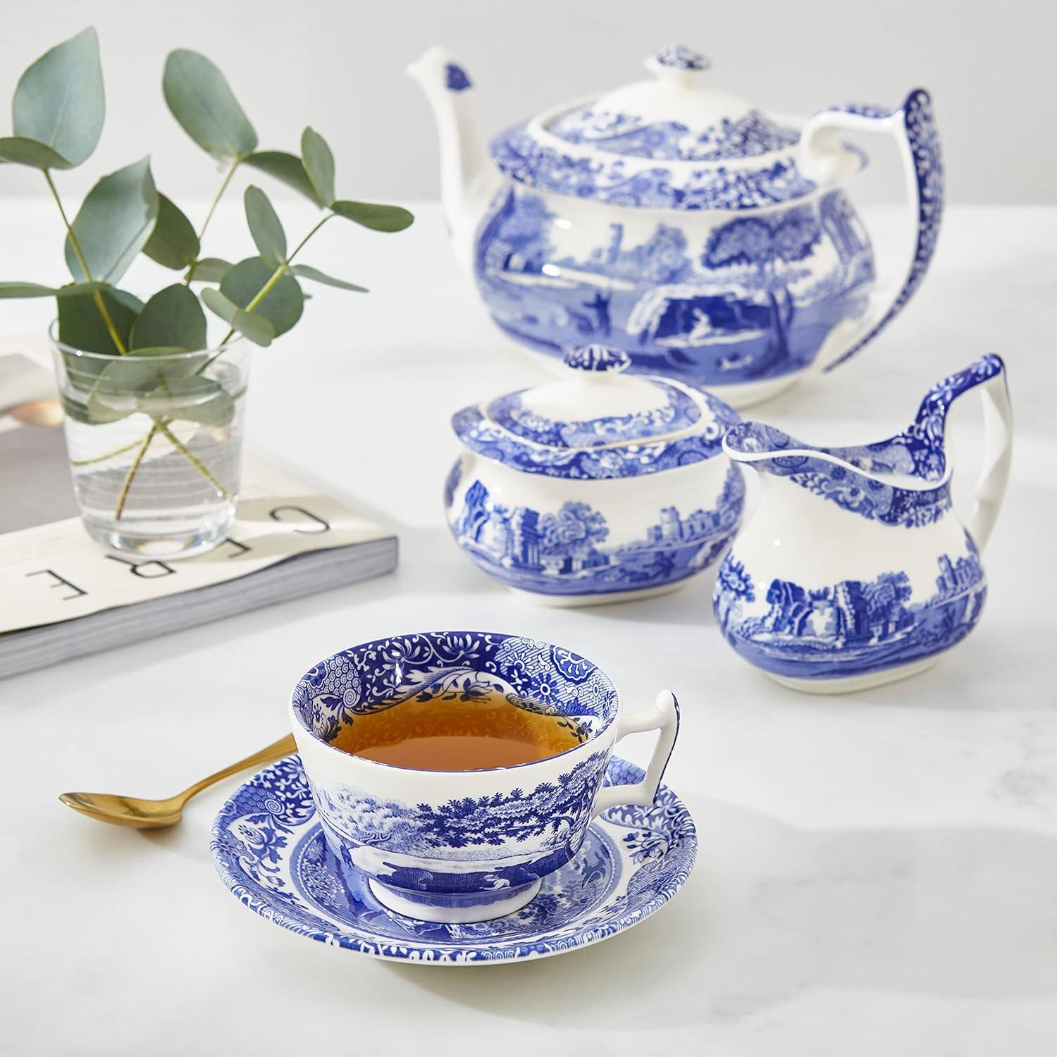 Spode Blue Italian Teacup & Saucer