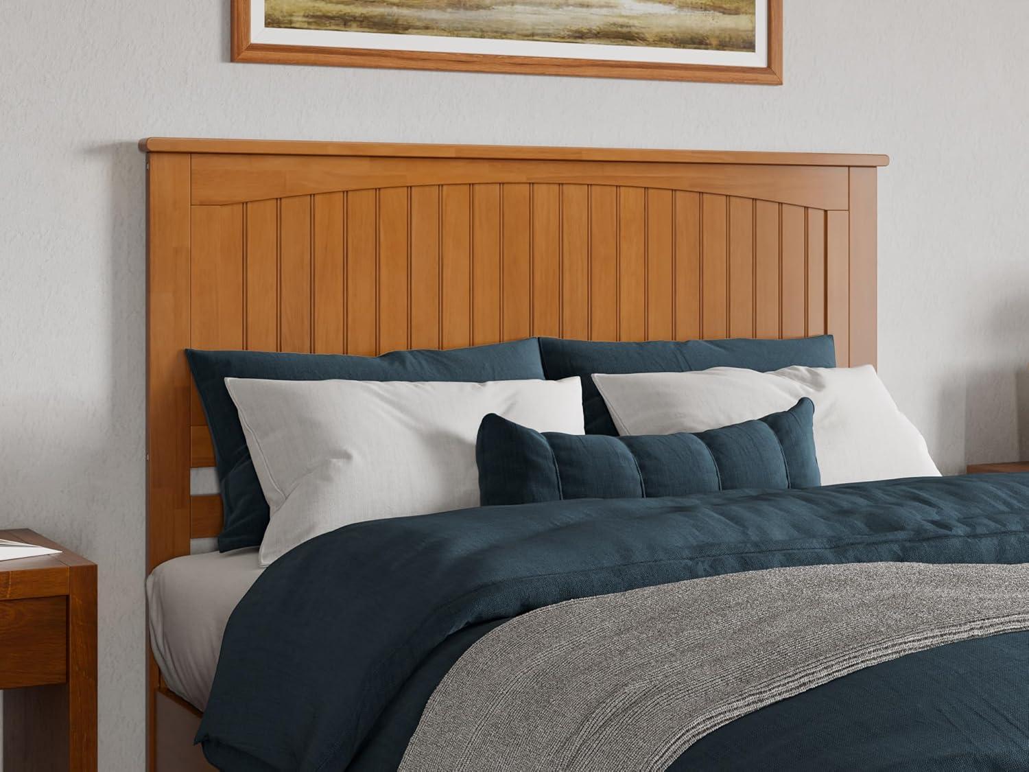 Nantucket Light Toffee Queen Wood Panel Headboard with USB Charger