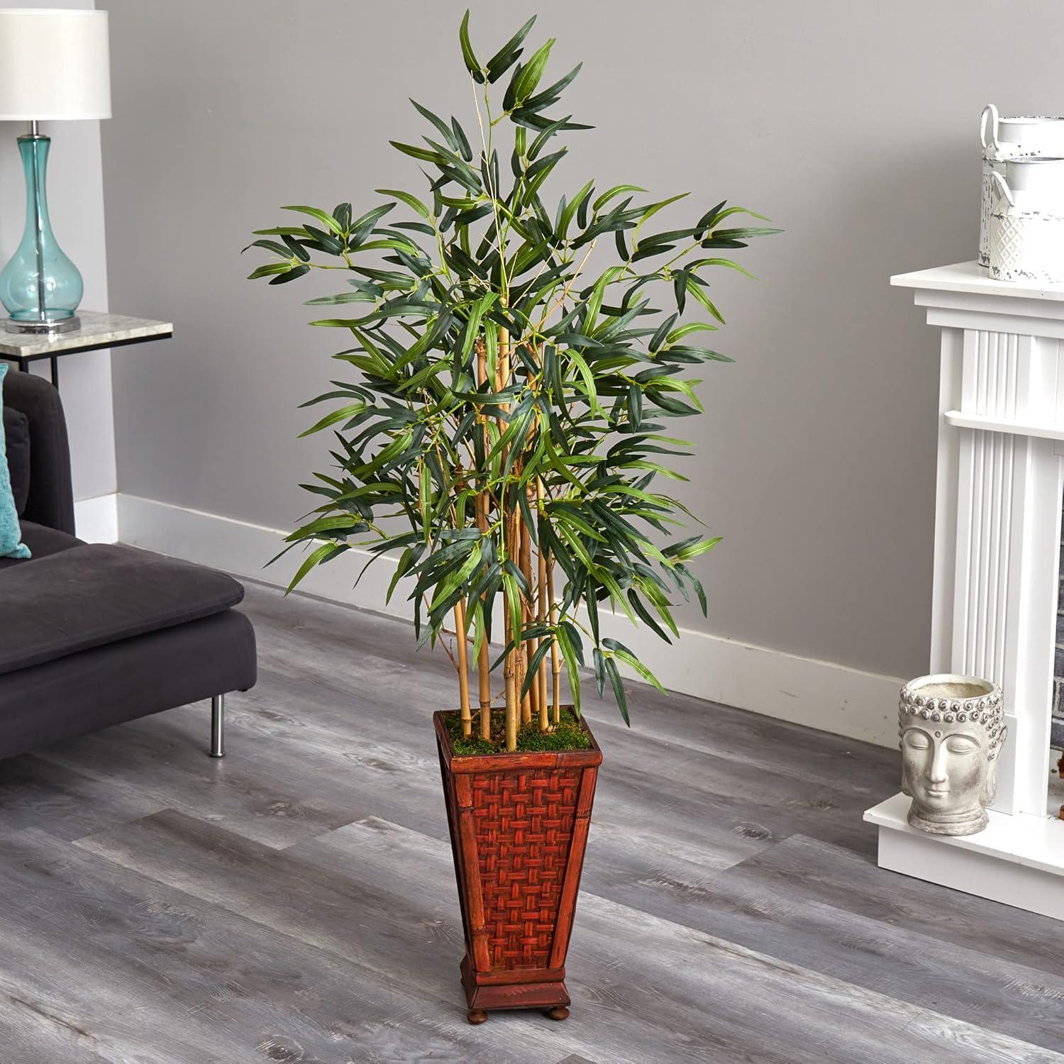 Nearly Natural 4.5’ Bamboo Tree in Decorative Planter